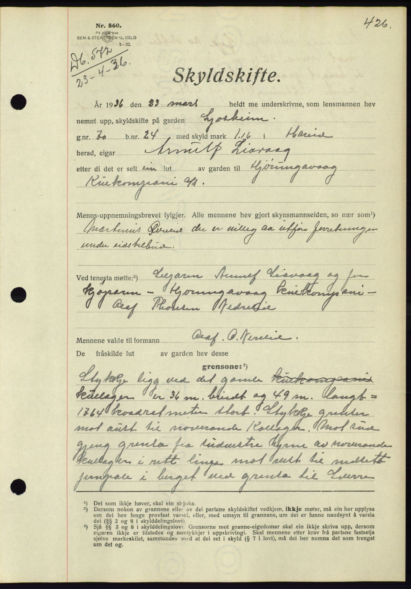 Søre Sunnmøre sorenskriveri, AV/SAT-A-4122/1/2/2C/L0060: Pantebok nr. 54, 1935-1936, Tingl.dato: 23.04.1936