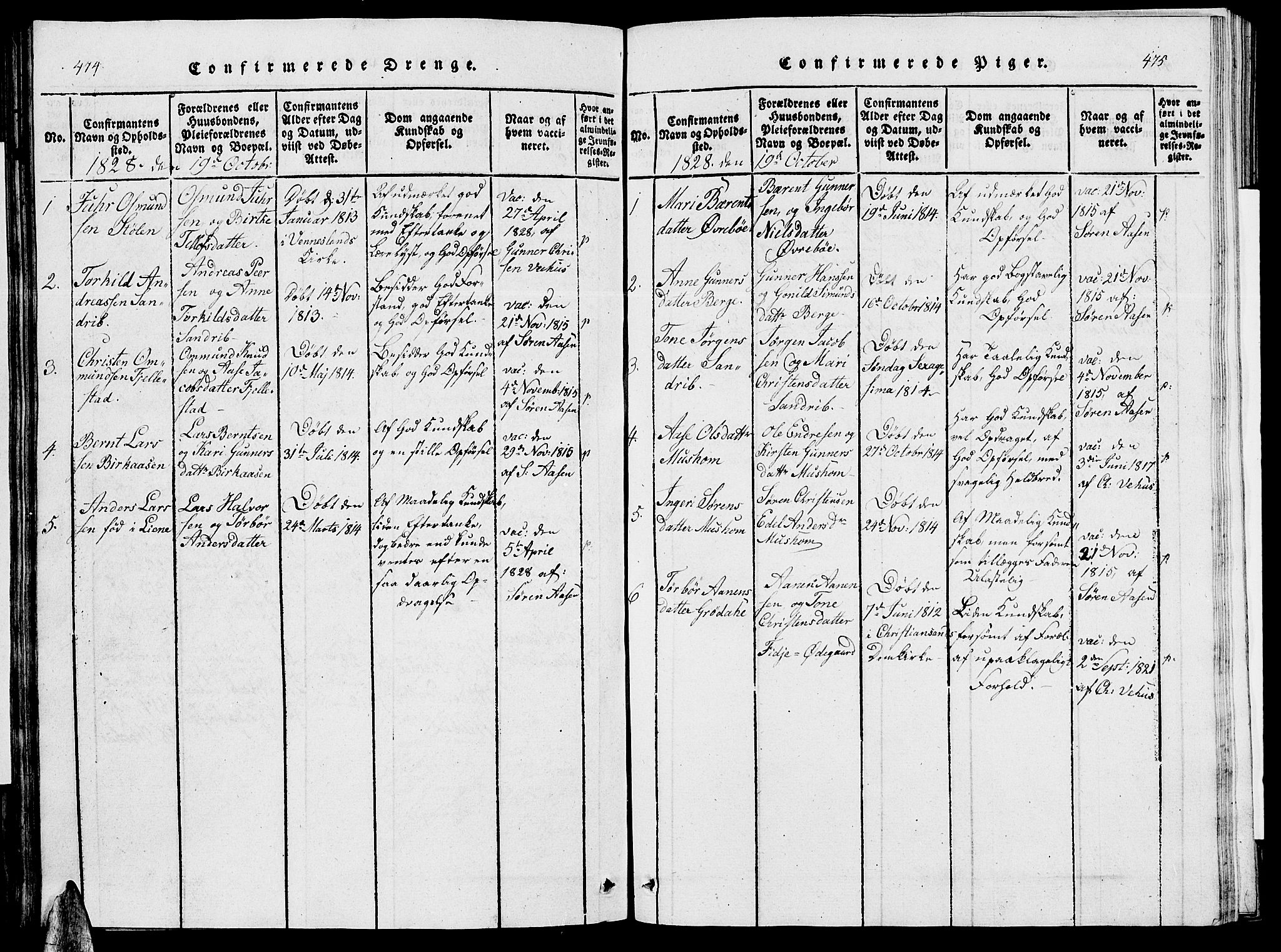 Vennesla sokneprestkontor, AV/SAK-1111-0045/Fb/Fbc/L0001: Klokkerbok nr. B 1, 1820-1834, s. 474-475