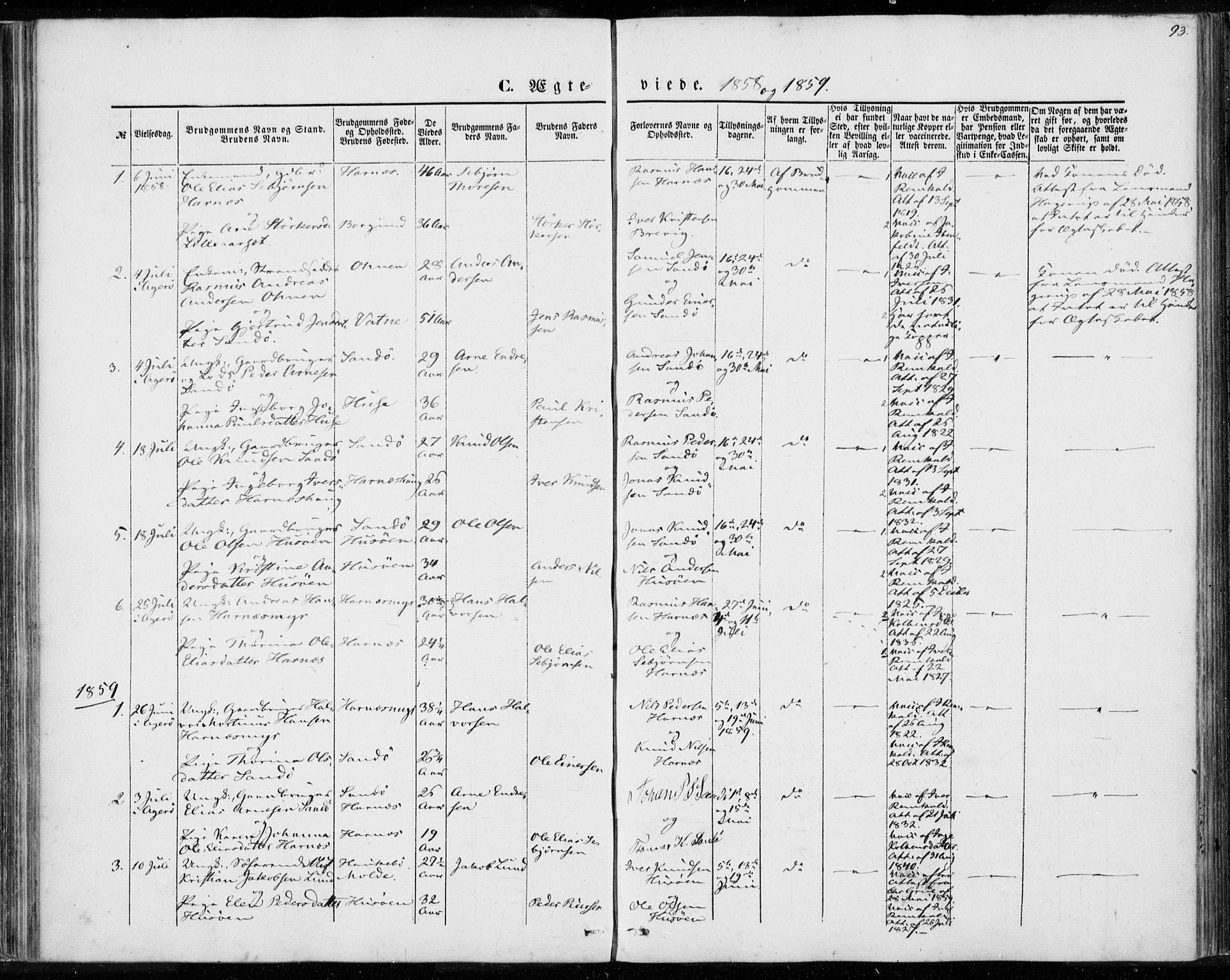 Ministerialprotokoller, klokkerbøker og fødselsregistre - Møre og Romsdal, SAT/A-1454/561/L0728: Ministerialbok nr. 561A02, 1858-1878, s. 93