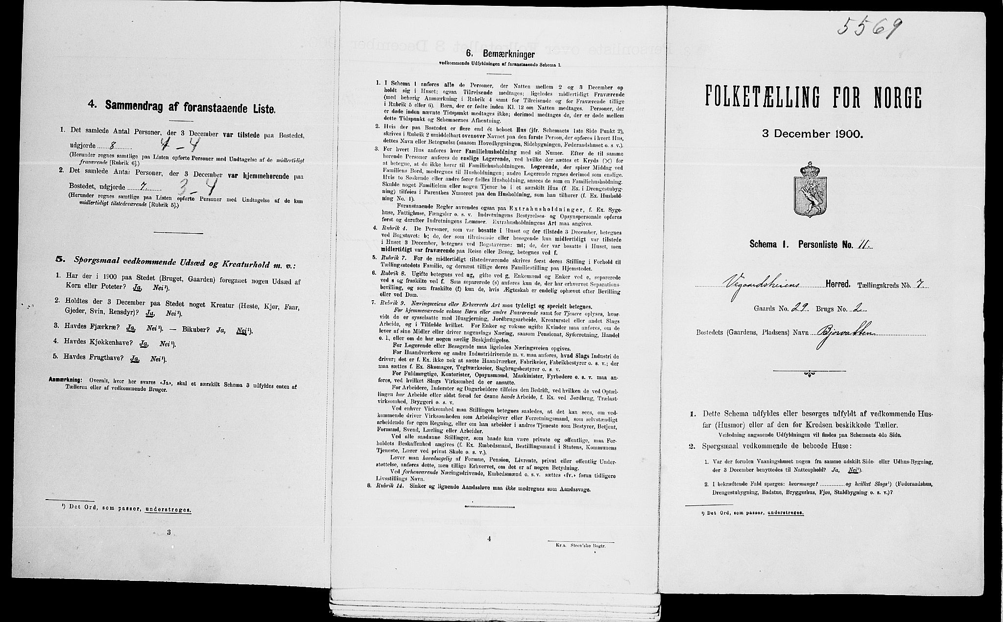 SAK, Folketelling 1900 for 0912 Vegårshei herred, 1900, s. 398