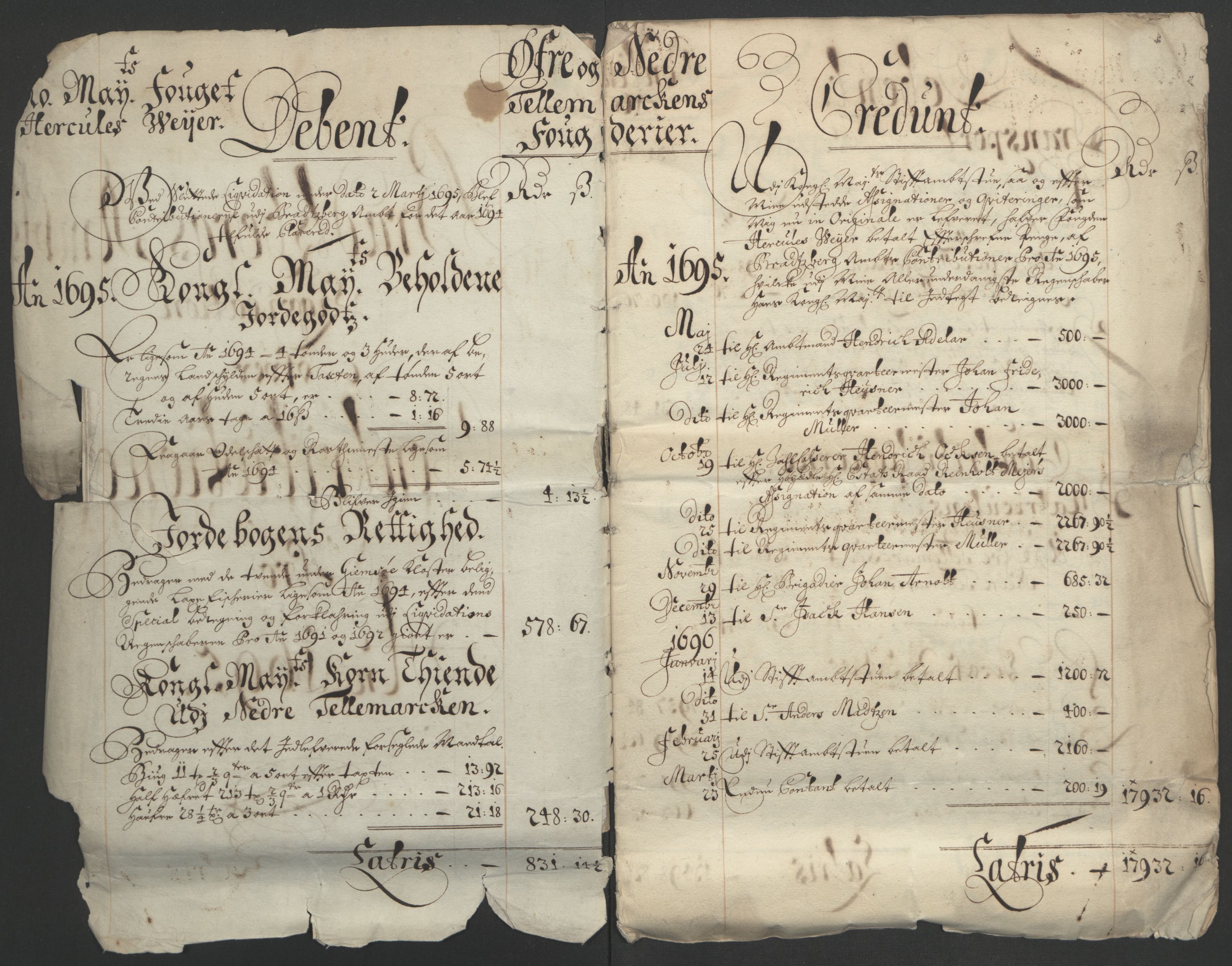 Rentekammeret inntil 1814, Reviderte regnskaper, Fogderegnskap, RA/EA-4092/R36/L2093: Fogderegnskap Øvre og Nedre Telemark og Bamble, 1695, s. 27