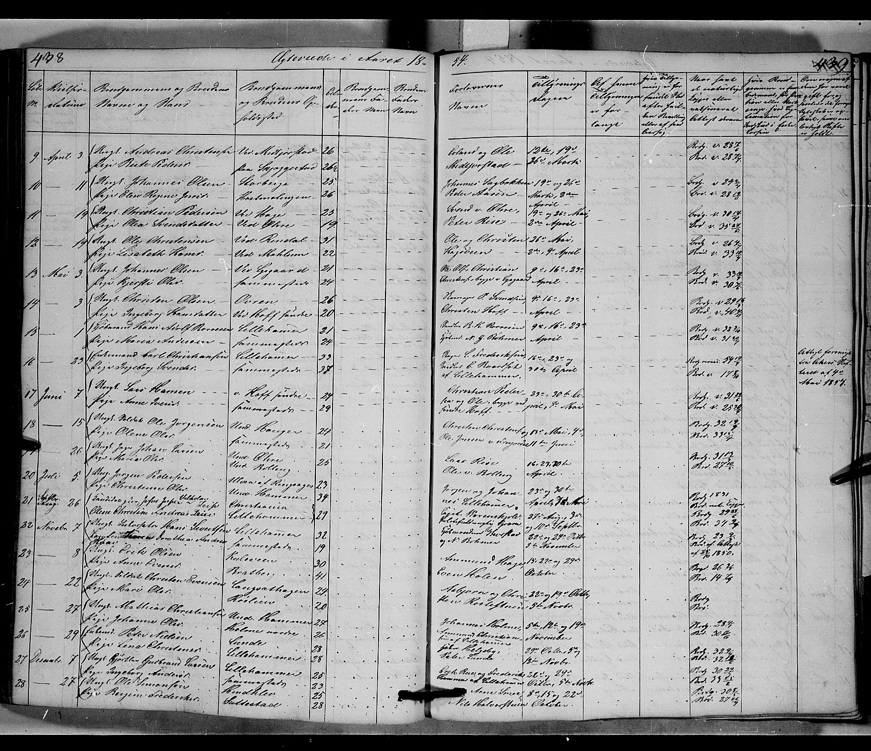 Fåberg prestekontor, AV/SAH-PREST-086/H/Ha/Hab/L0006: Klokkerbok nr. 6, 1837-1855, s. 438-439