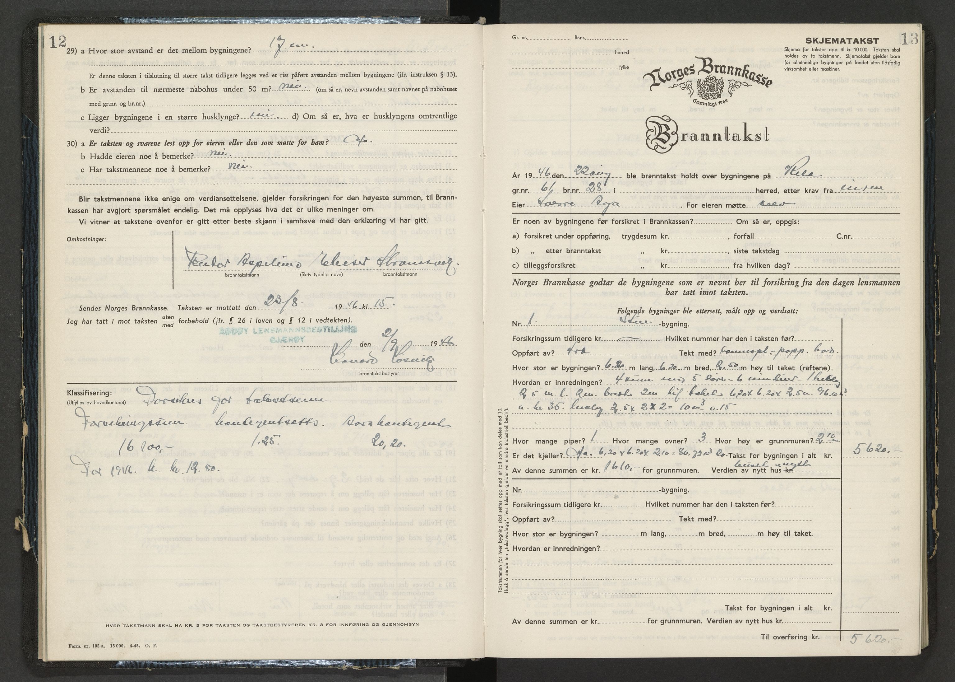Norges Brannkasse Rødøy, AV/SAT-A-5578/Fb/L0007: Branntakstprotokoll, 1946-1955