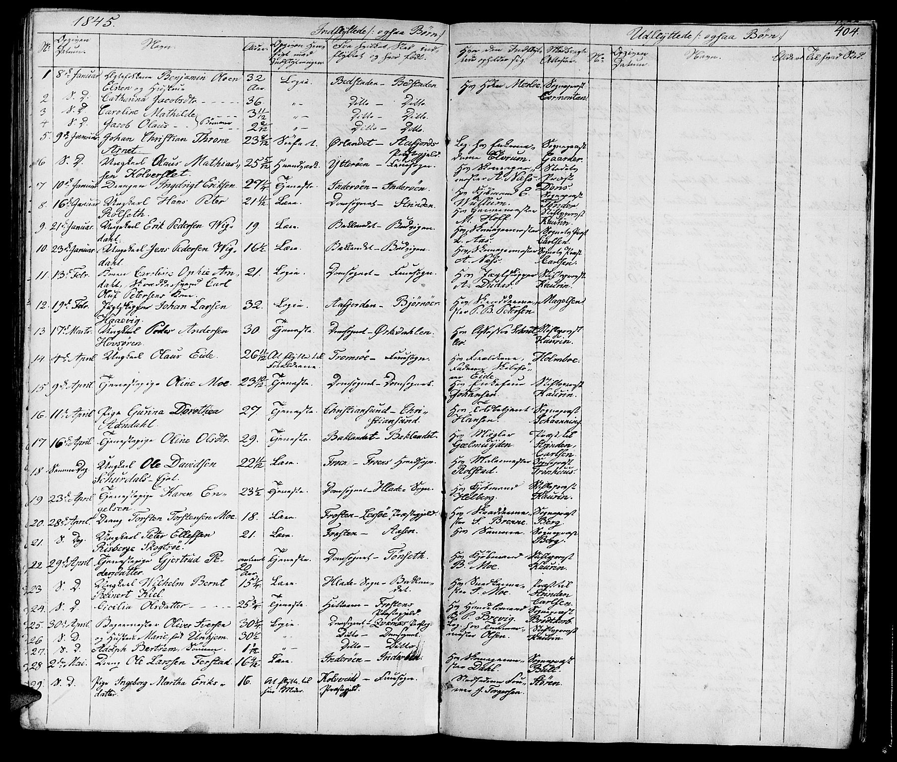 Ministerialprotokoller, klokkerbøker og fødselsregistre - Sør-Trøndelag, AV/SAT-A-1456/602/L0136: Klokkerbok nr. 602C04, 1833-1845, s. 404