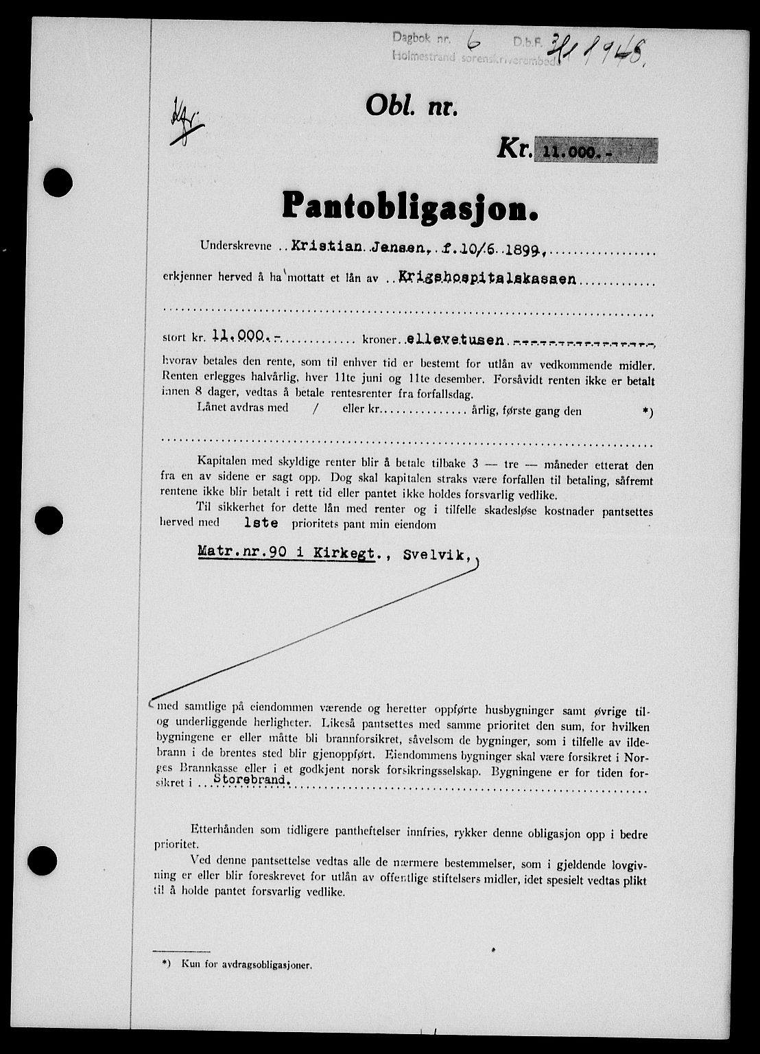 Holmestrand sorenskriveri, SAKO/A-67/G/Ga/Gab/L0058: Pantebok nr. B-58, 1947-1948, Dagboknr: 6/1948