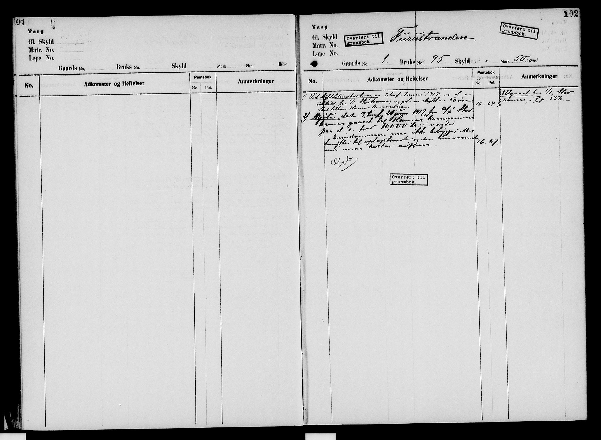 Nord-Hedmark sorenskriveri, SAH/TING-012/H/Ha/Had/Hade/L0005: Panteregister nr. 4.5, 1916-1940, s. 101-102