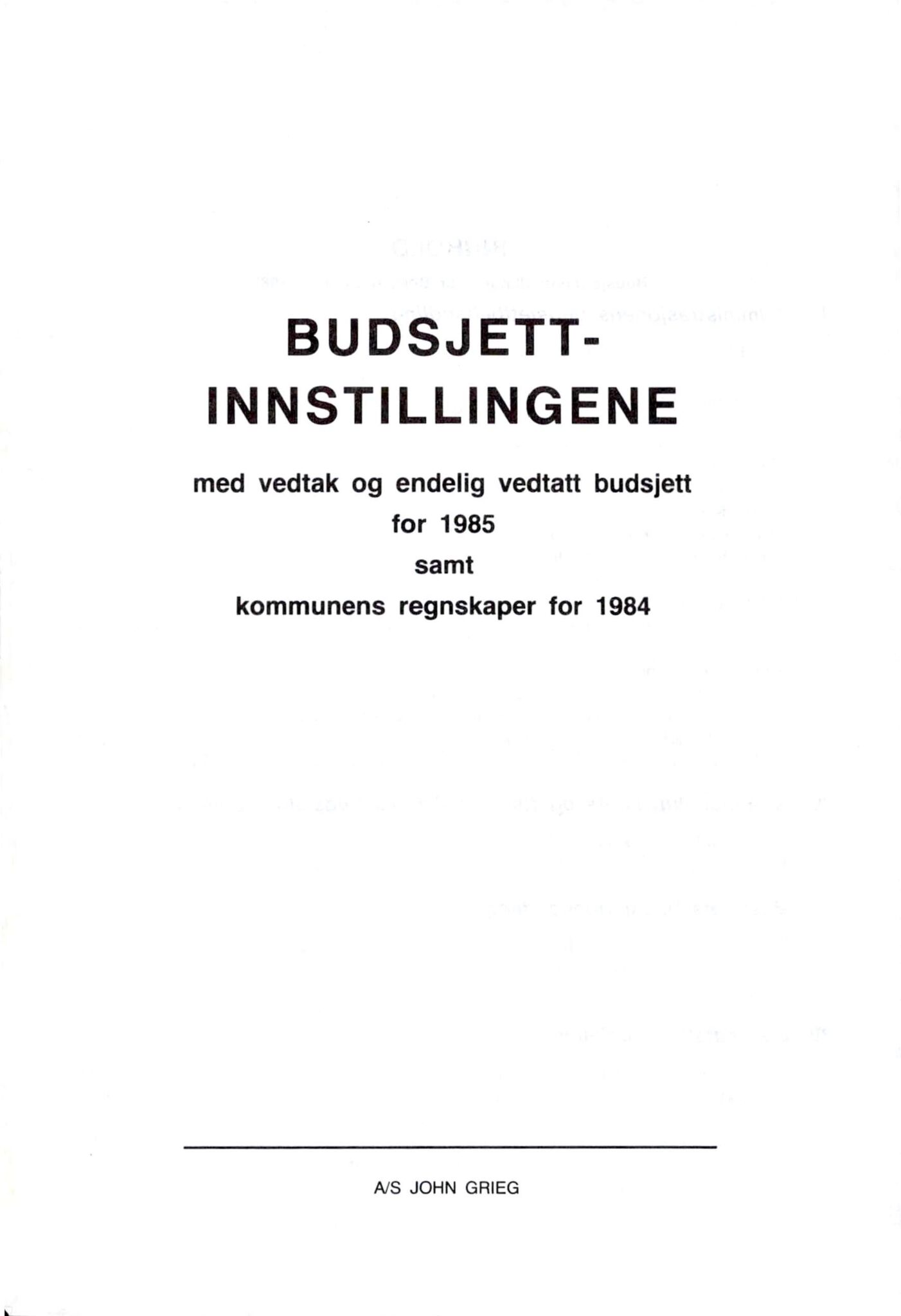 Bergen kommune. Formannskapet 1972 -, BBA/A-1809/A/Ab/L0028: Bergens kommuneforhandlinger 1985 II, 1985