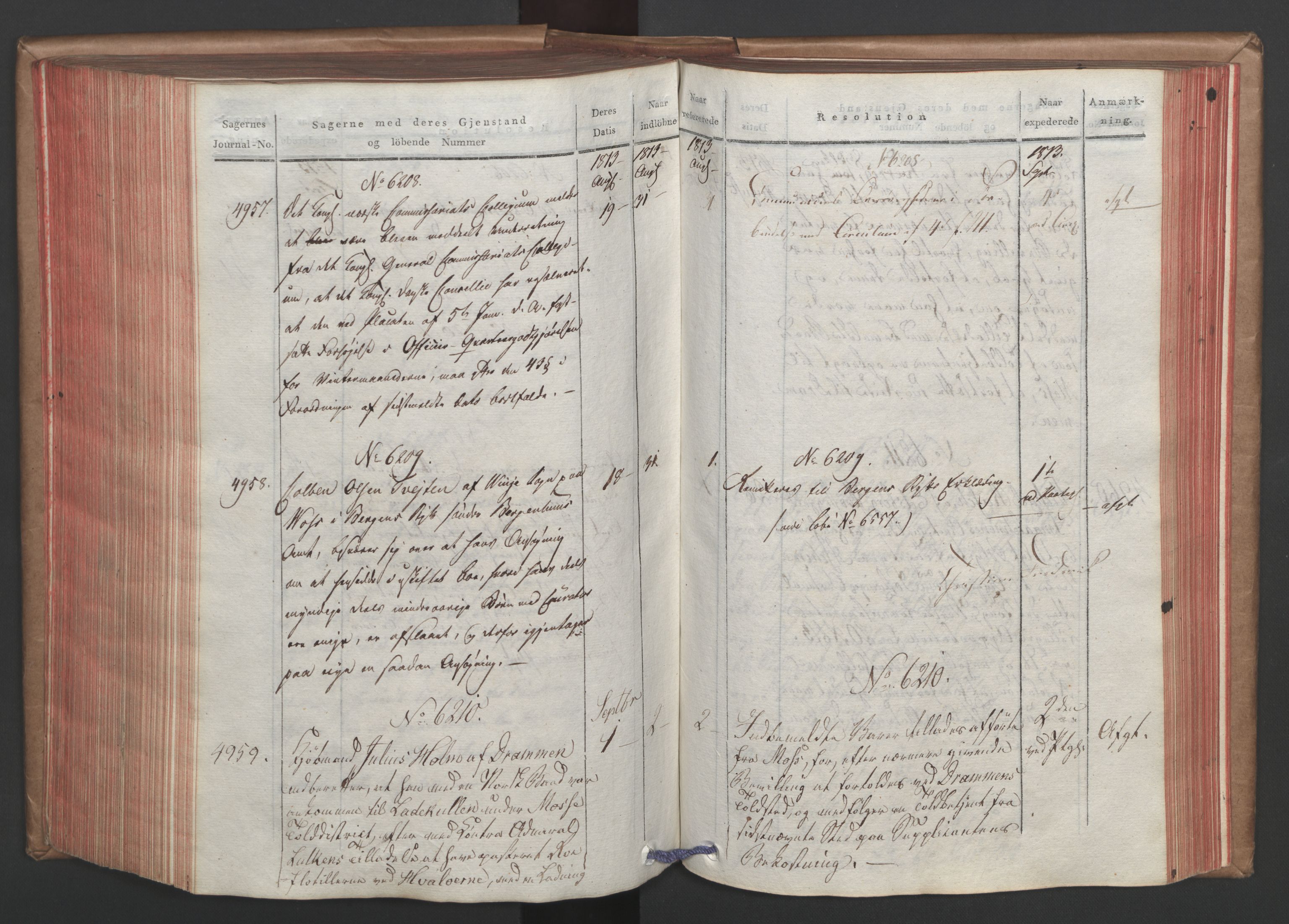 Stattholderembetet 1810-1814, 1. kontor (Kontor A), AV/RA-EA-2872/Ab/L0006: Referatprotokoll,  j.nr. 4244-5022,  l.nr. 5322-6289, 1813, s. 267