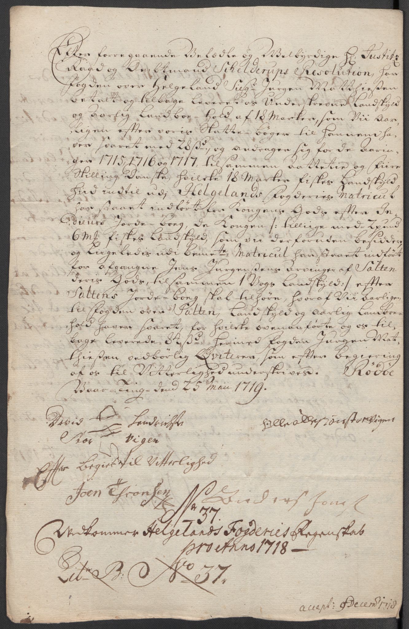 Rentekammeret inntil 1814, Reviderte regnskaper, Fogderegnskap, RA/EA-4092/R65/L4516: Fogderegnskap Helgeland, 1718, s. 267