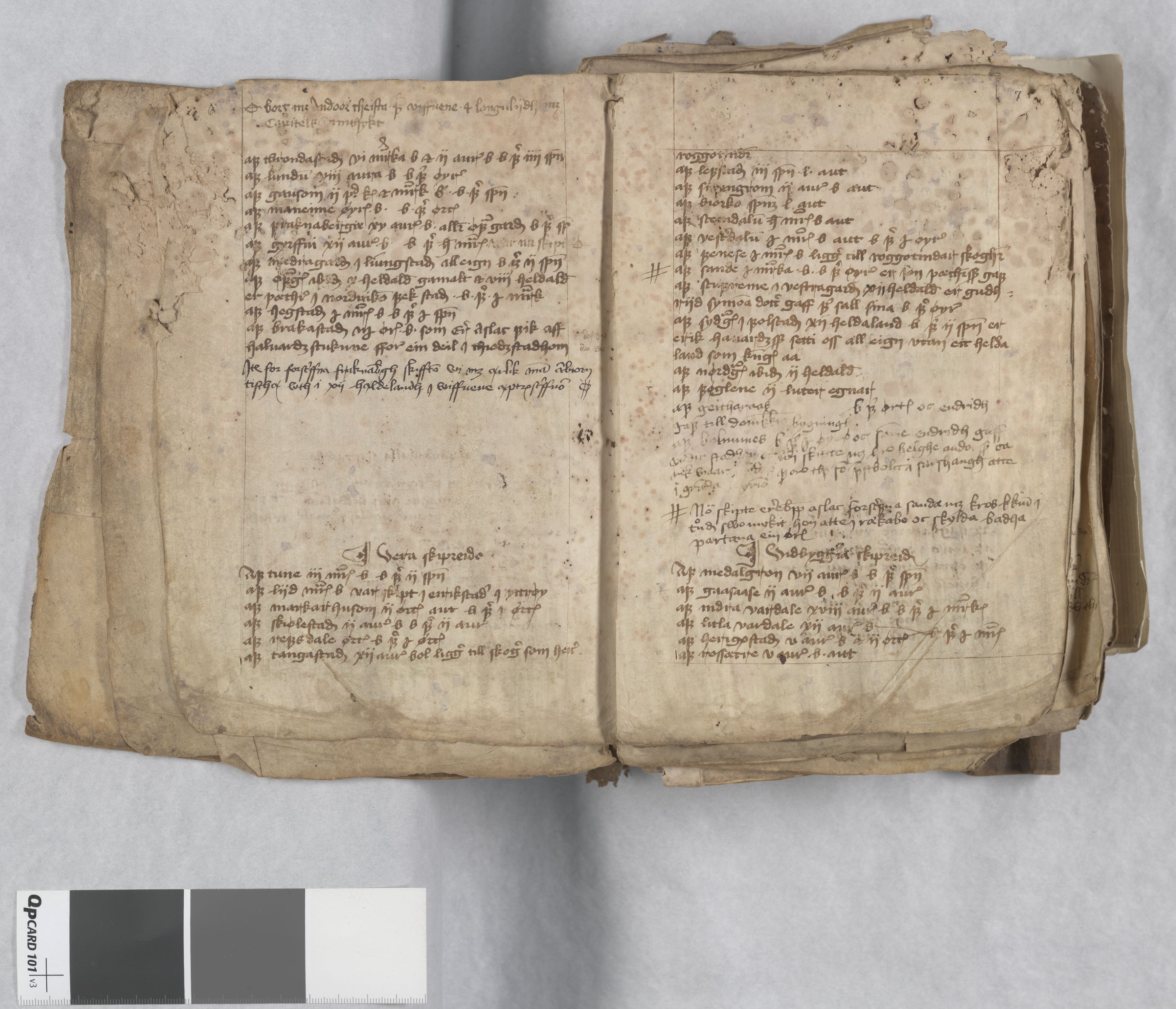 Riksarkivets diplomsamling, AV/RA-EA-5965/F13/F13c/L0001a: NRA dipl. München papir, nr. 4292 Aslak Bolts jordebok., 1430-1439, s. 6-7