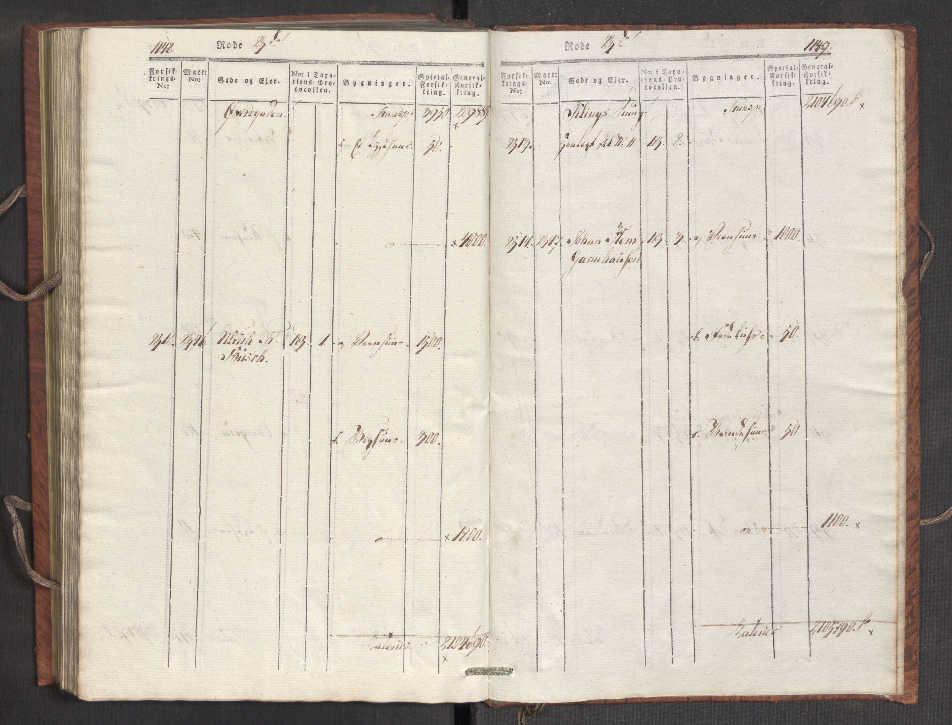 Kommersekollegiet, Brannforsikringskontoret 1767-1814, AV/RA-EA-5458/F/Fa/L0007/0002: Bergen / Branntakstprotokoll, 1807-1817, s. 1148-1149