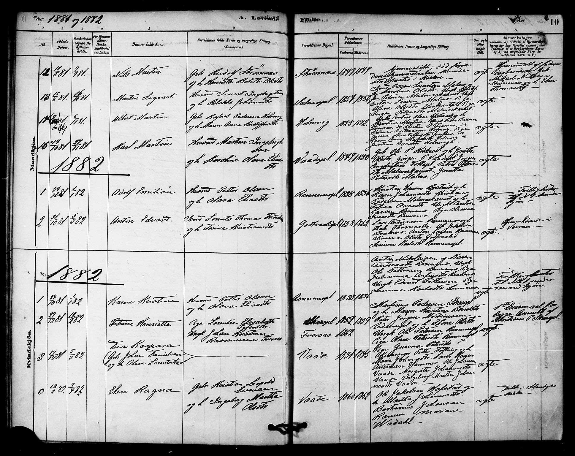 Ministerialprotokoller, klokkerbøker og fødselsregistre - Nord-Trøndelag, SAT/A-1458/745/L0429: Ministerialbok nr. 745A01, 1878-1894, s. 10