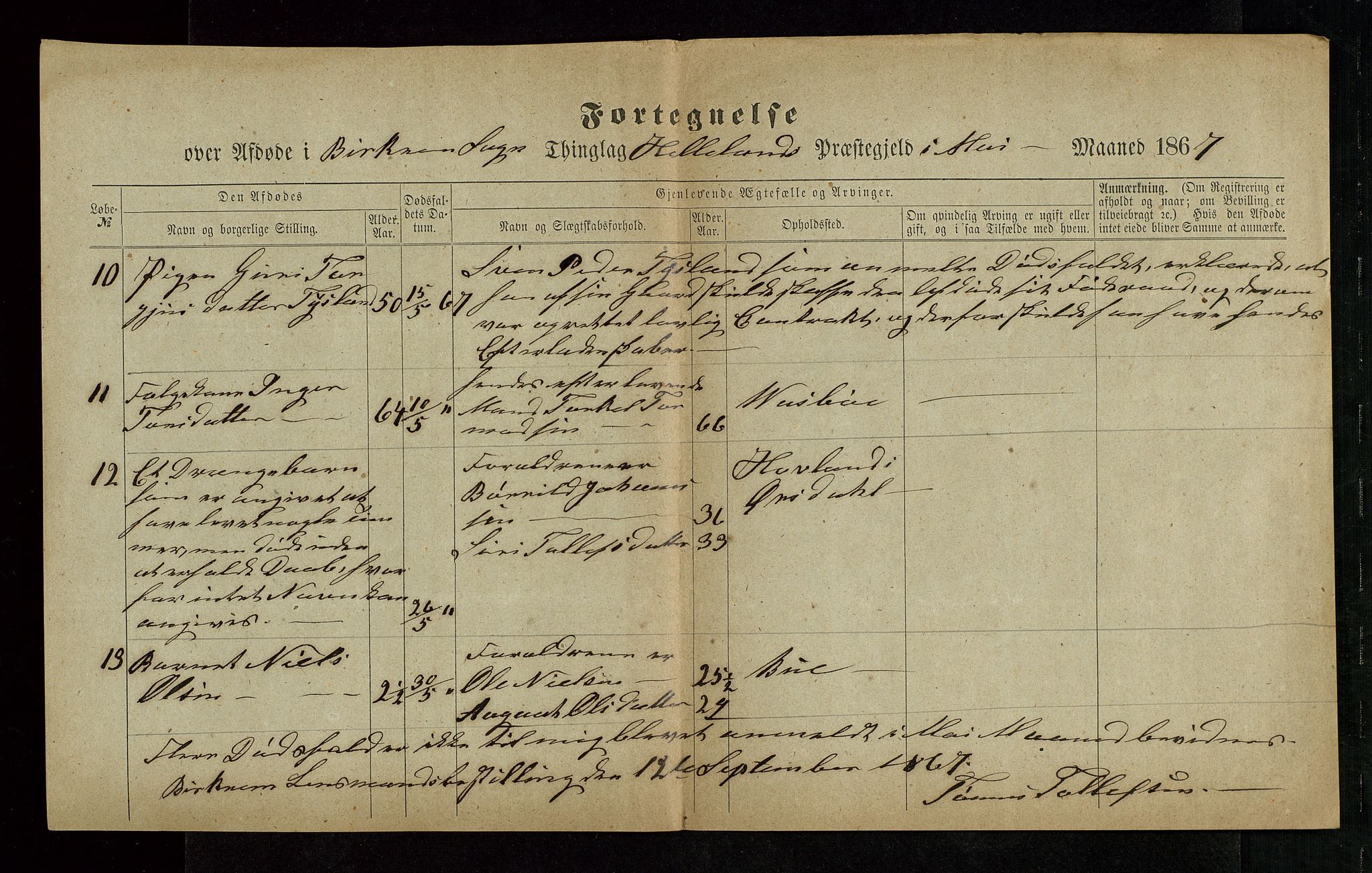 Jæren og Dalane sorenskriveri, AV/SAST-A-100306/5/52AB/L0004: DØDSFALL-LISTER DALANE, 1865-1868, s. 32
