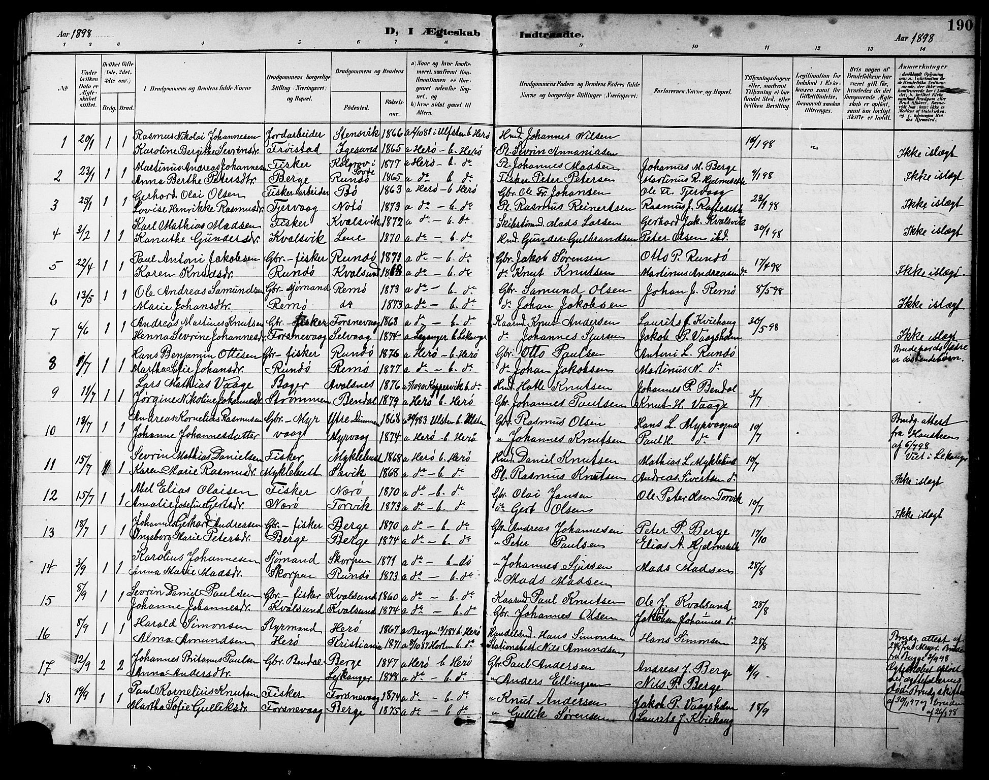 Ministerialprotokoller, klokkerbøker og fødselsregistre - Møre og Romsdal, AV/SAT-A-1454/507/L0082: Klokkerbok nr. 507C05, 1896-1914, s. 190