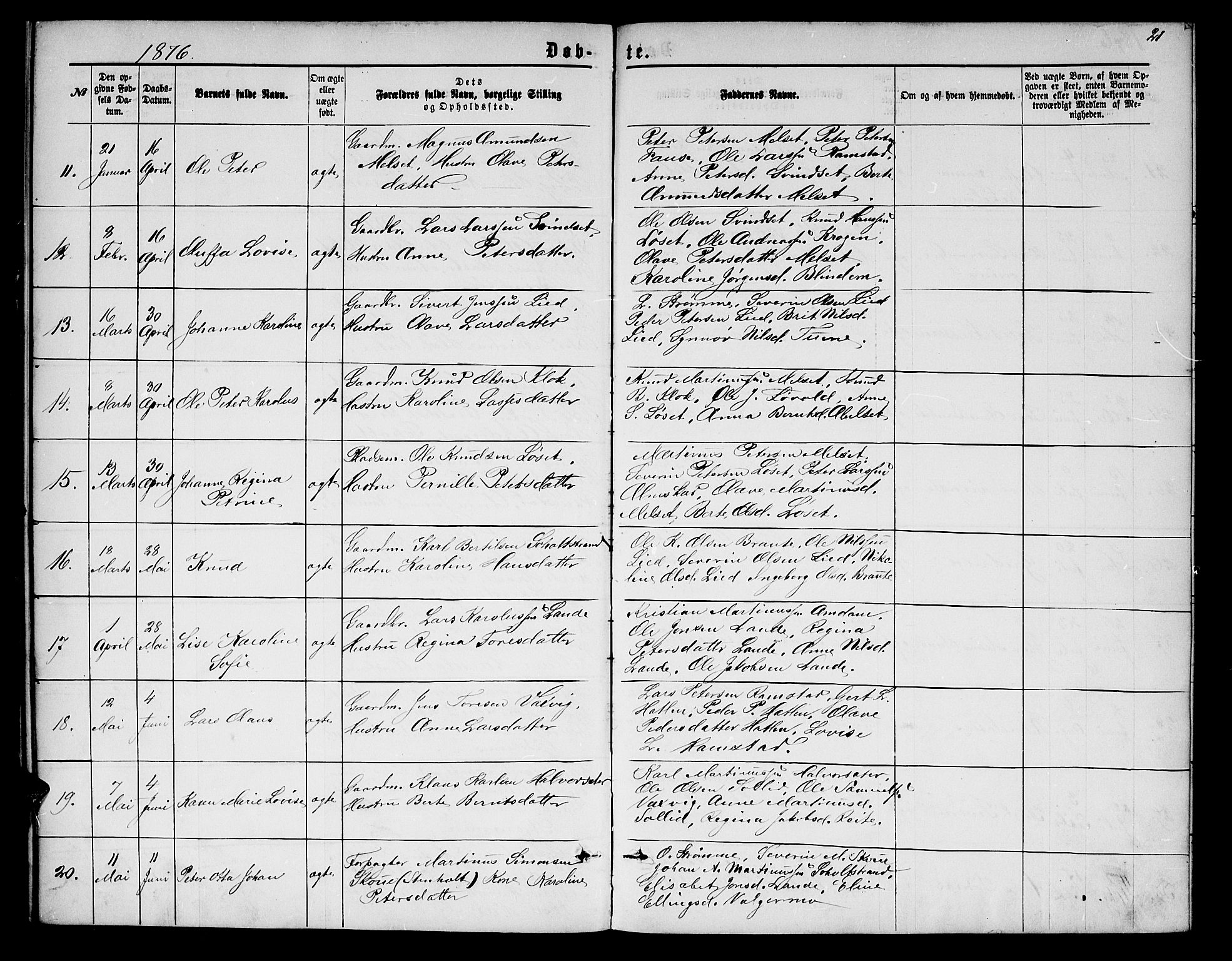 Ministerialprotokoller, klokkerbøker og fødselsregistre - Møre og Romsdal, AV/SAT-A-1454/522/L0325: Klokkerbok nr. 522C04, 1872-1877, s. 21