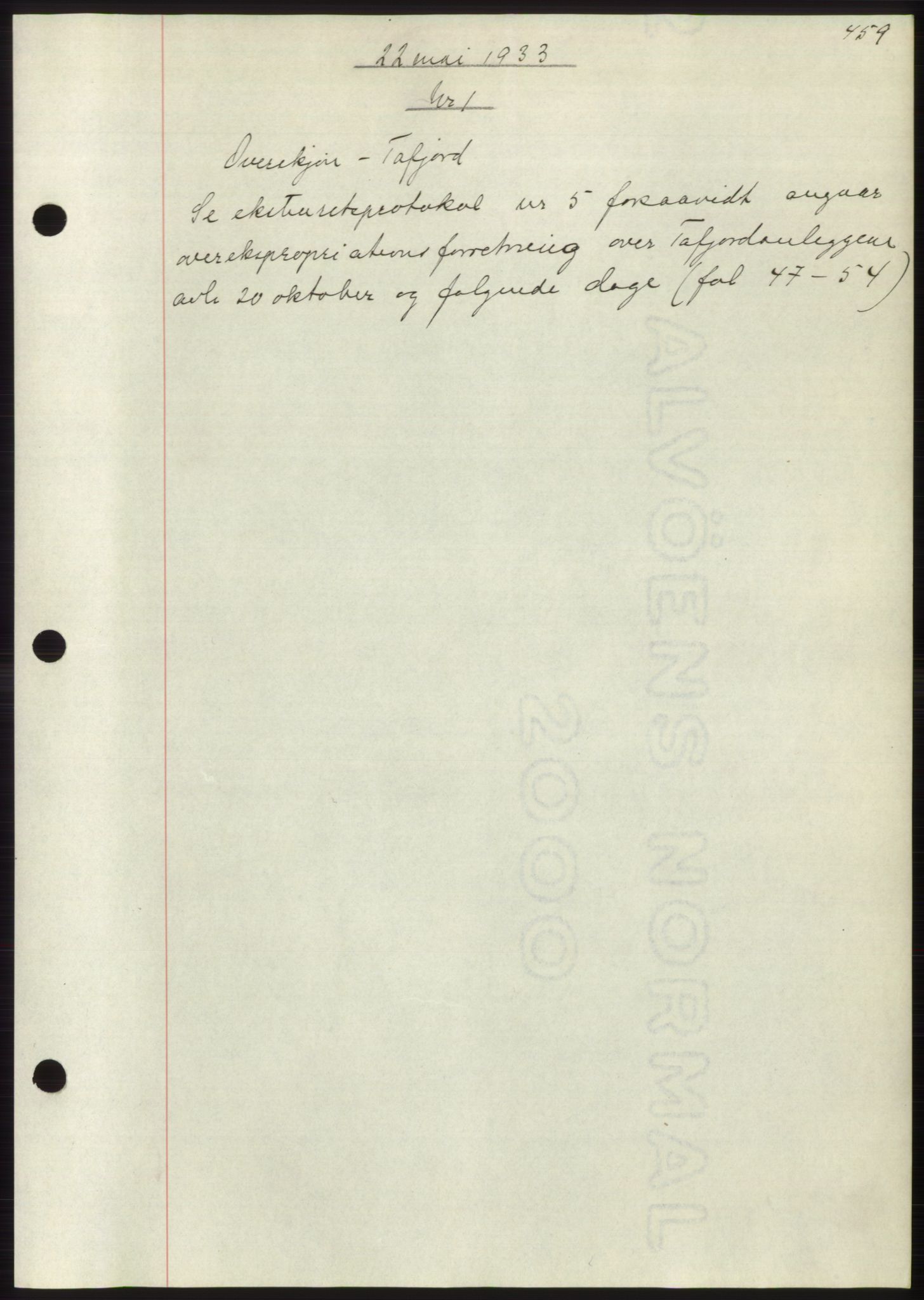 Nordre Sunnmøre sorenskriveri, AV/SAT-A-0006/1/2/2C/2Ca/L0052: Pantebok nr. 52, 1933-1933, Tingl.dato: 22.05.1933