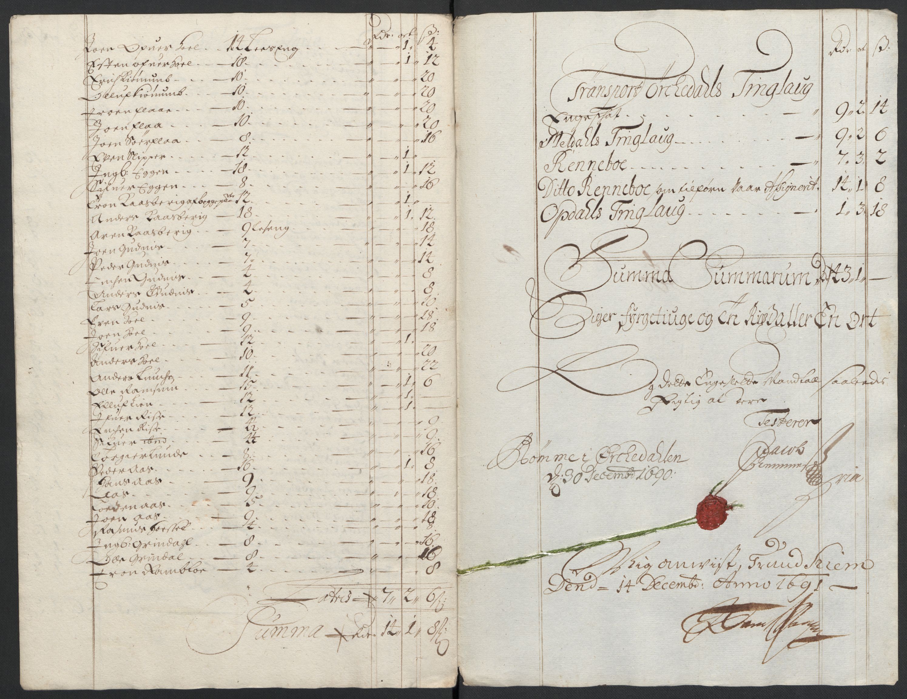 Rentekammeret inntil 1814, Reviderte regnskaper, Fogderegnskap, RA/EA-4092/R58/L3936: Fogderegnskap Orkdal, 1689-1690, s. 412