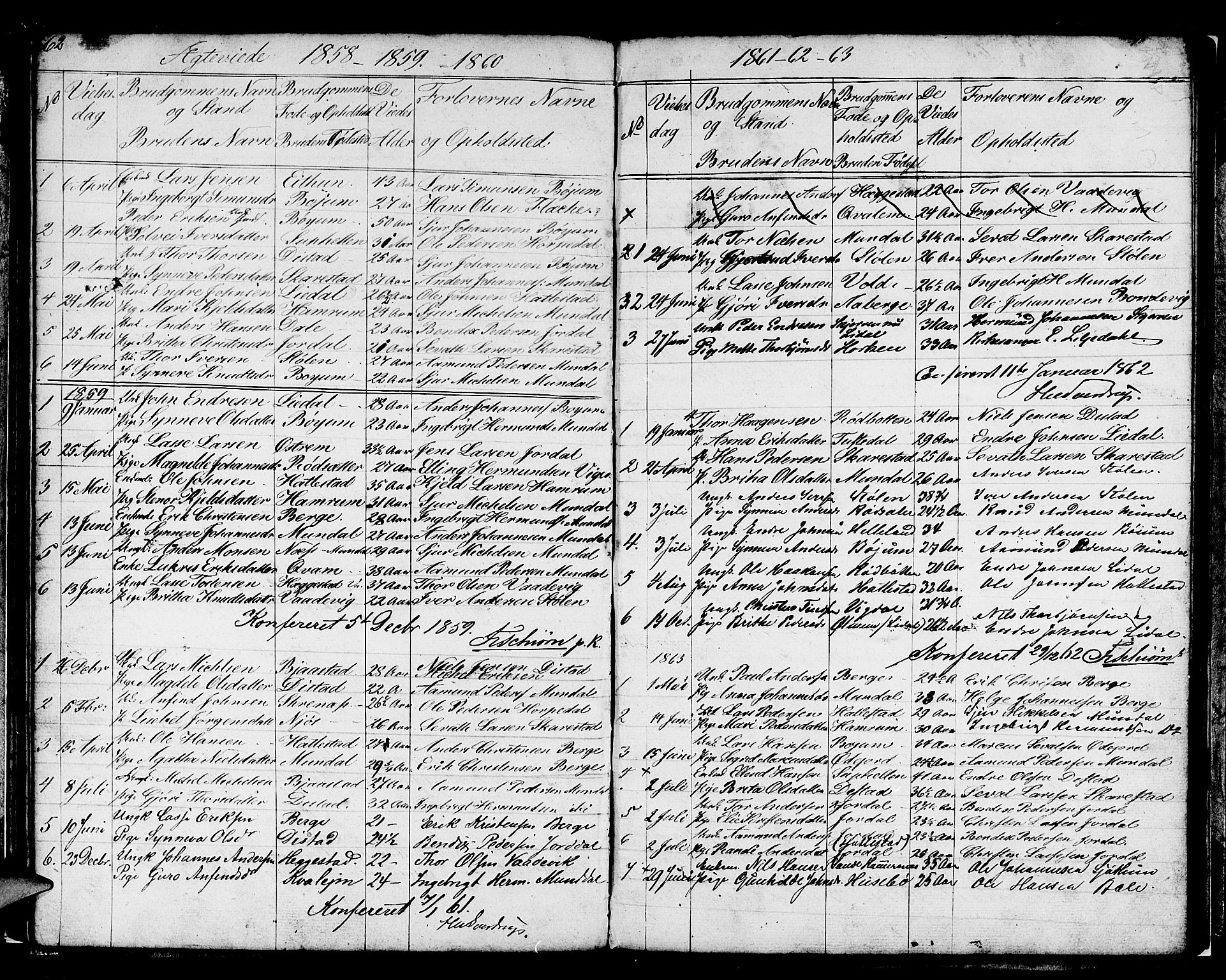 Balestrand sokneprestembete, AV/SAB-A-79601/H/Hab/Habb/L0001: Klokkerbok nr. B 1, 1853-1879, s. 62
