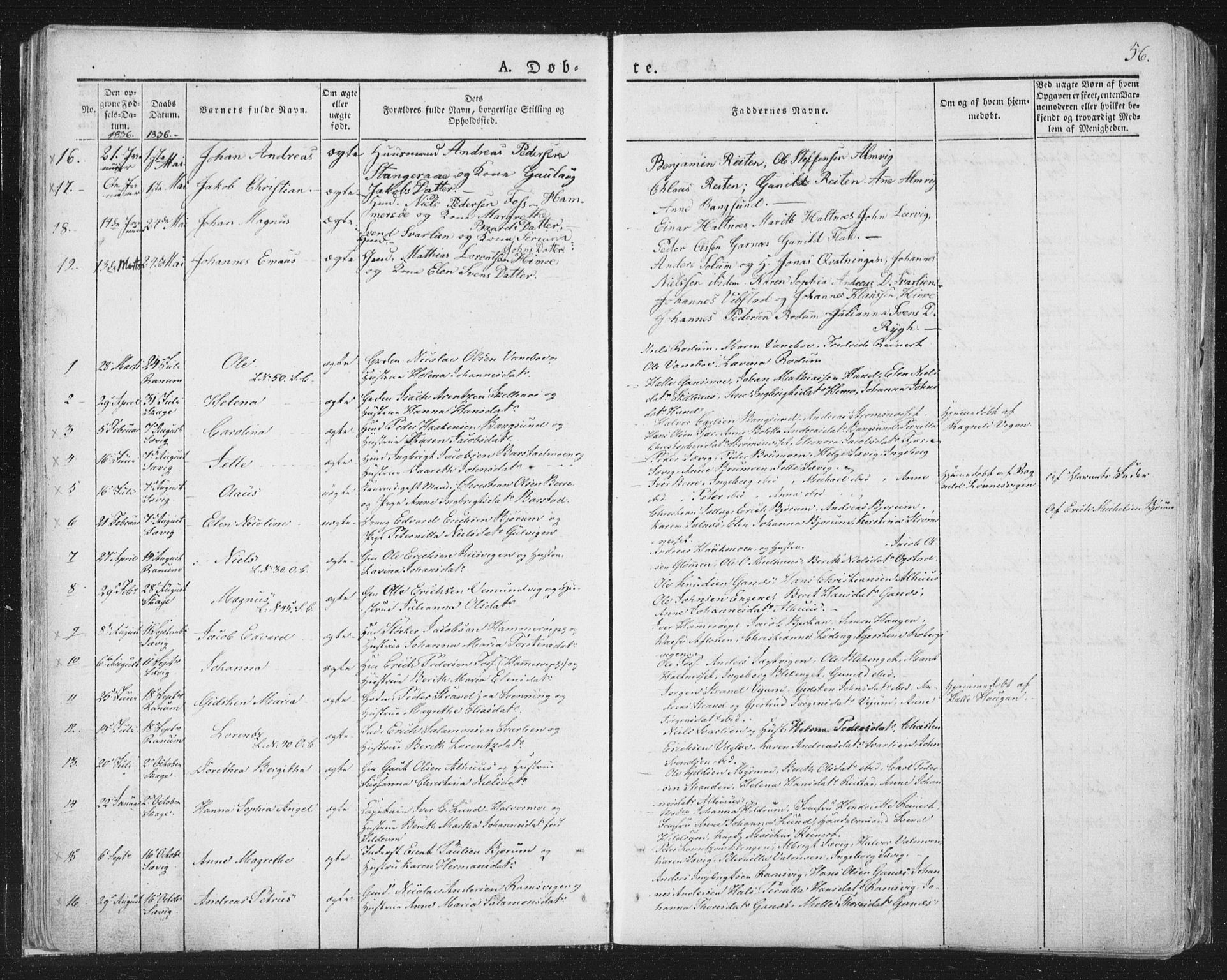 Ministerialprotokoller, klokkerbøker og fødselsregistre - Nord-Trøndelag, SAT/A-1458/764/L0551: Ministerialbok nr. 764A07a, 1824-1864, s. 56