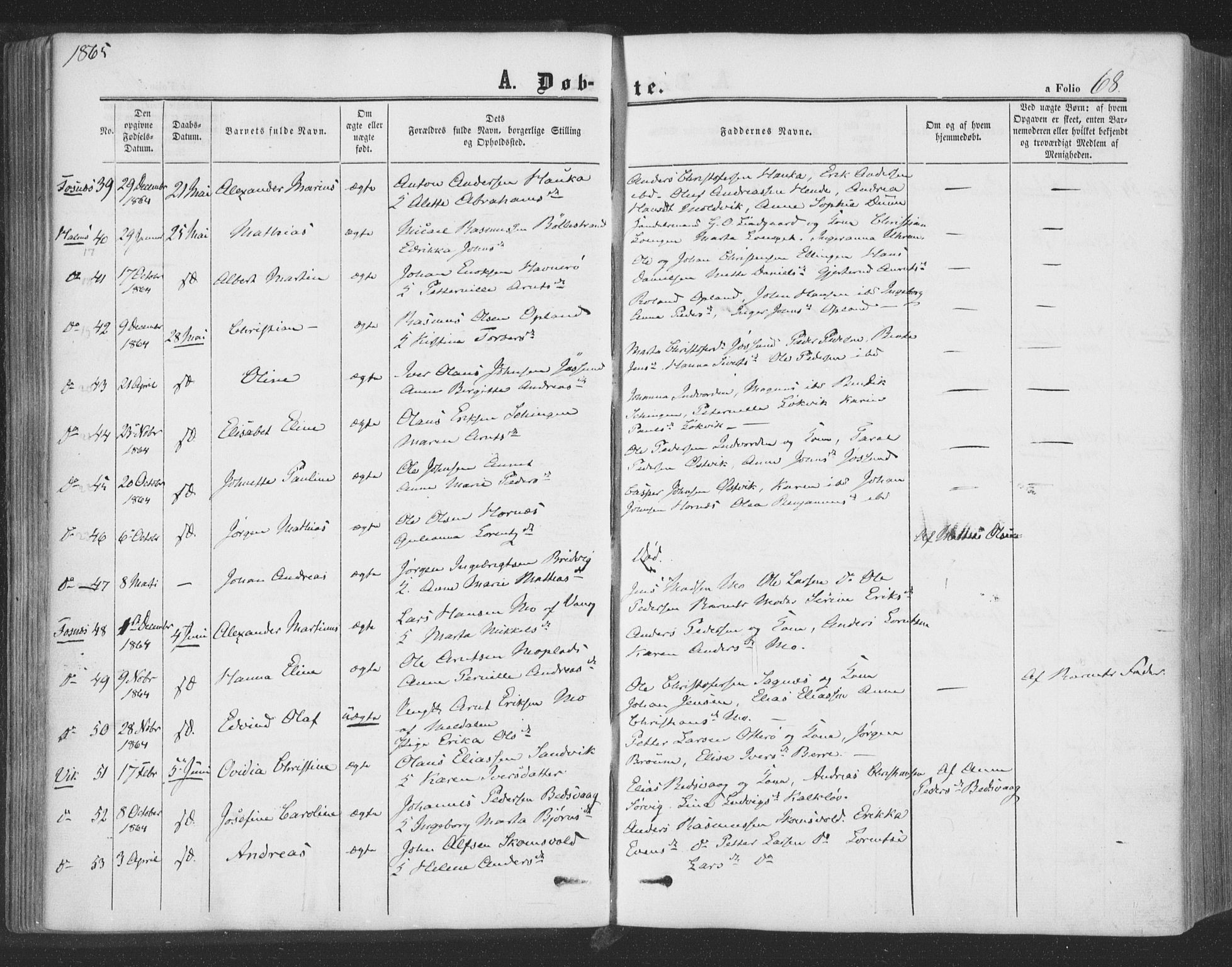 Ministerialprotokoller, klokkerbøker og fødselsregistre - Nord-Trøndelag, AV/SAT-A-1458/773/L0615: Ministerialbok nr. 773A06, 1857-1870, s. 68