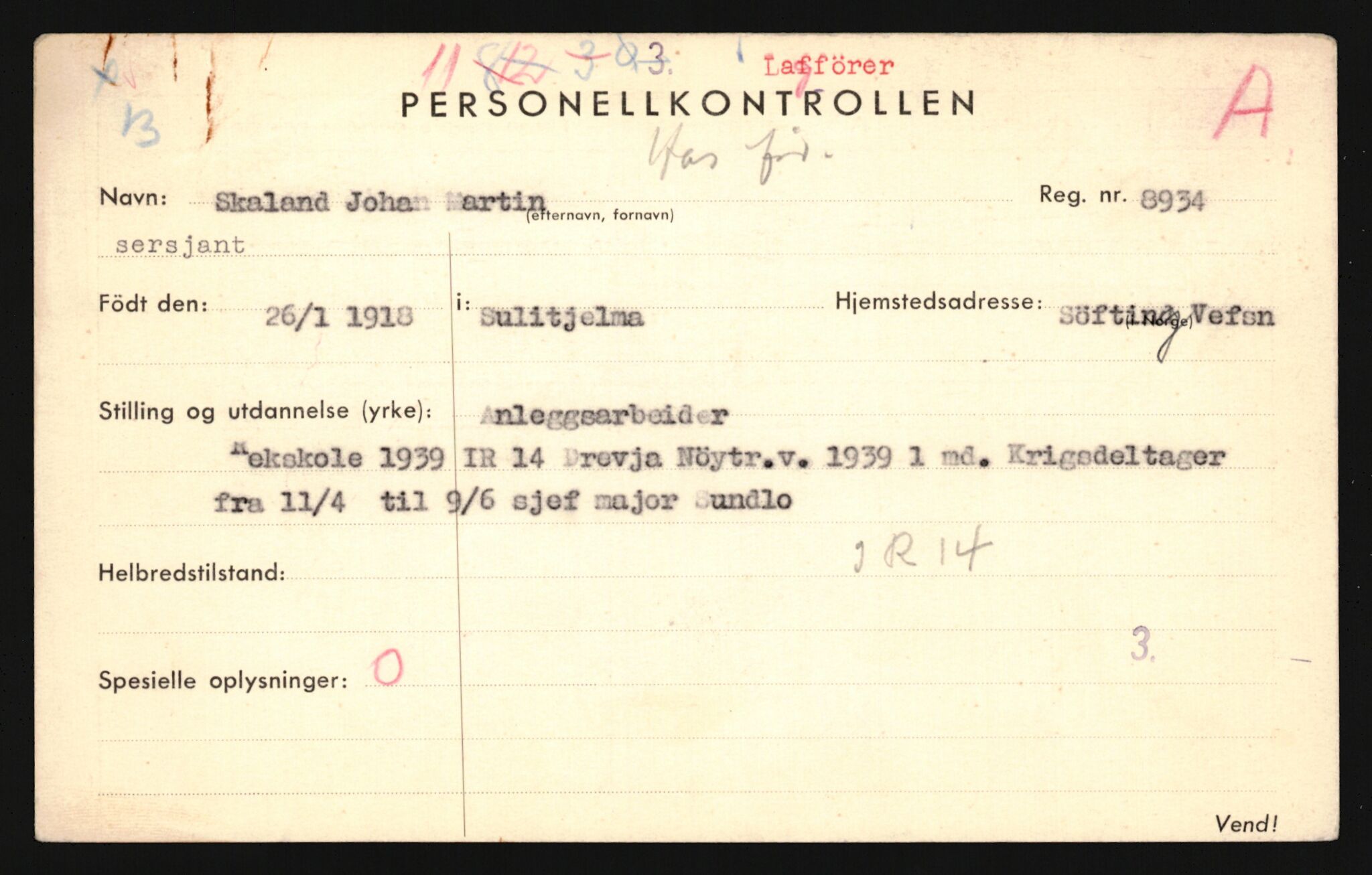 Forsvaret, Sør-Hålogaland landforsvar, AV/RA-RAFA-2552/P/Pa/L0303: Personellmapper for slettet personell, yrkesbefal og vernepliktig befal, født 1917-1920, 1936-1980, s. 443