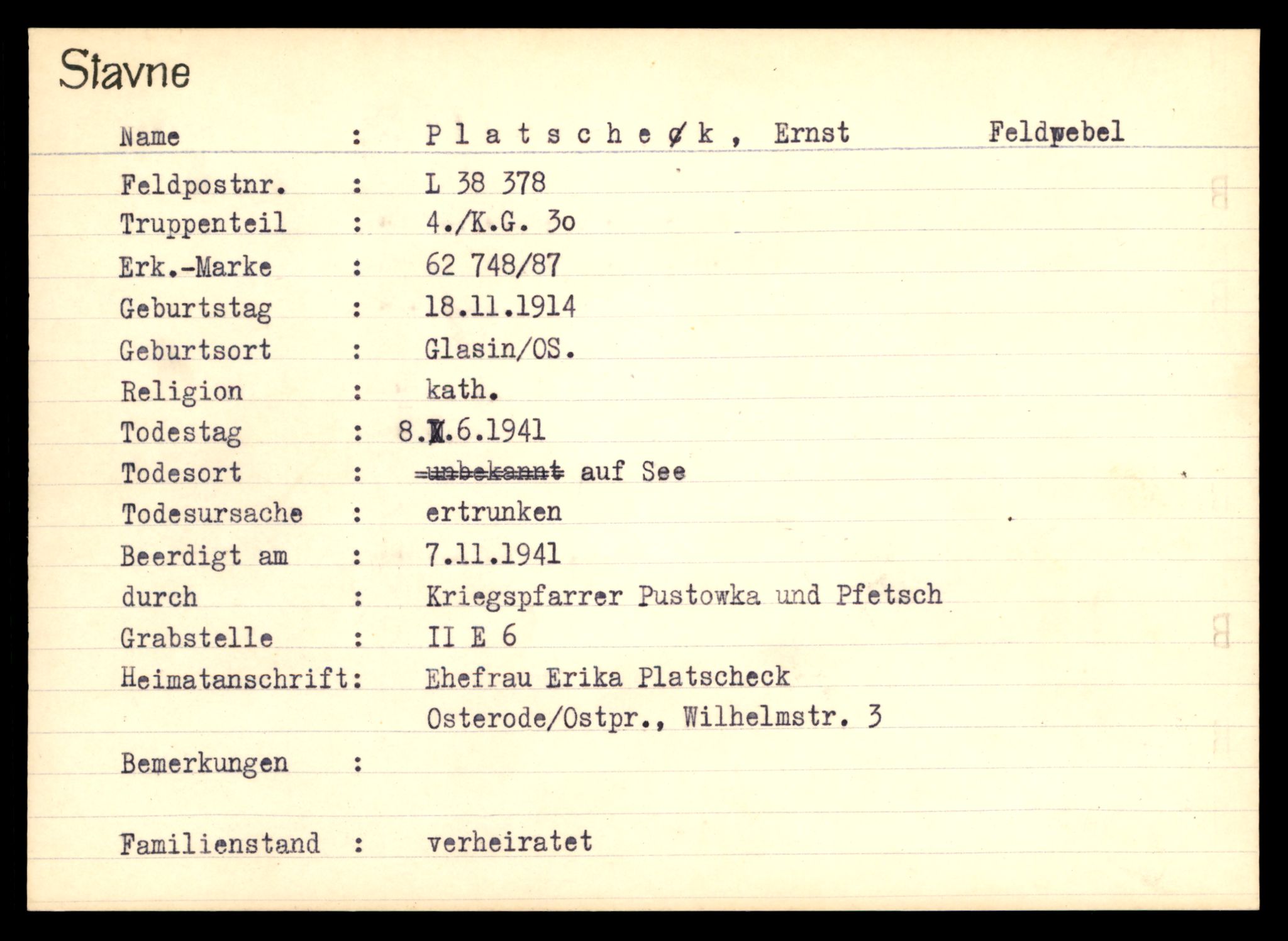 Distriktskontoret for krigsgraver, AV/SAT-A-5030/E/L0003: Kasett/kartotek over tysk Krigskirkegård Stavne, 1945, s. 1063