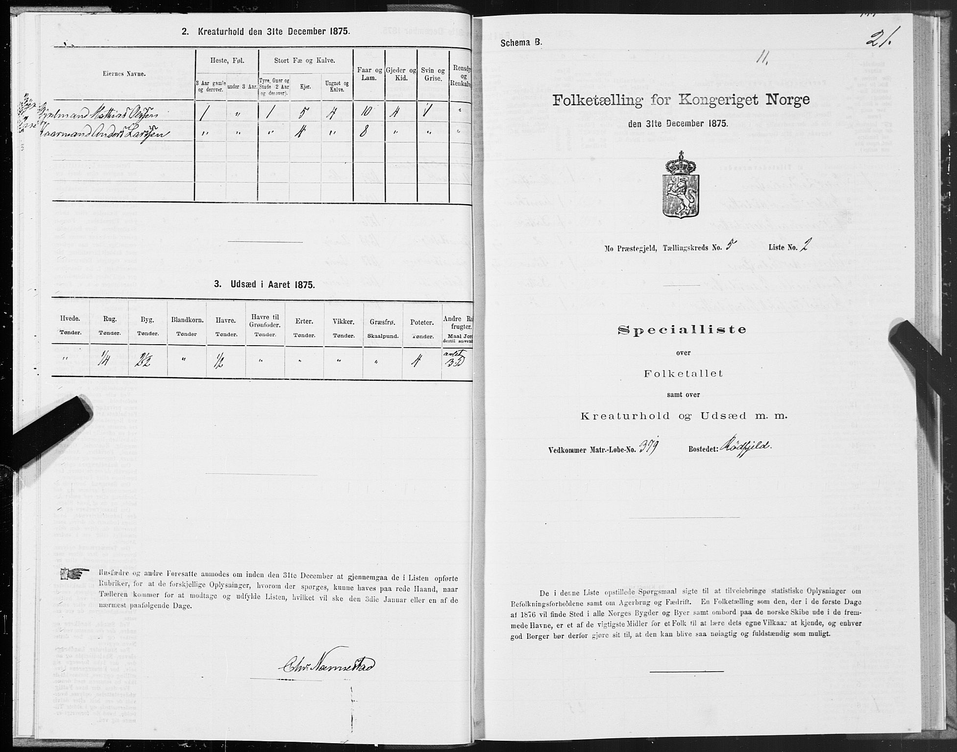 SAT, Folketelling 1875 for 1833P Mo prestegjeld, 1875, s. 3021