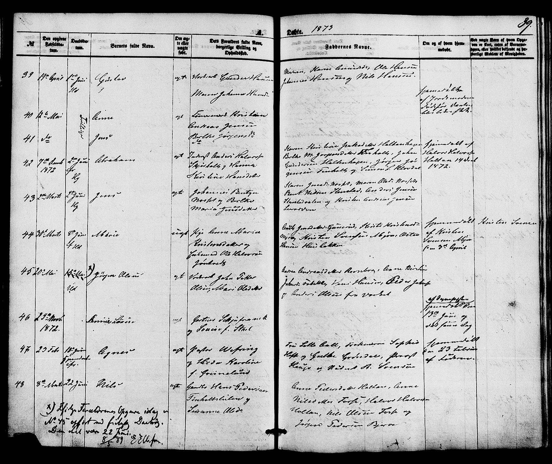 Holla kirkebøker, AV/SAKO-A-272/F/Fa/L0007: Ministerialbok nr. 7, 1869-1881, s. 39