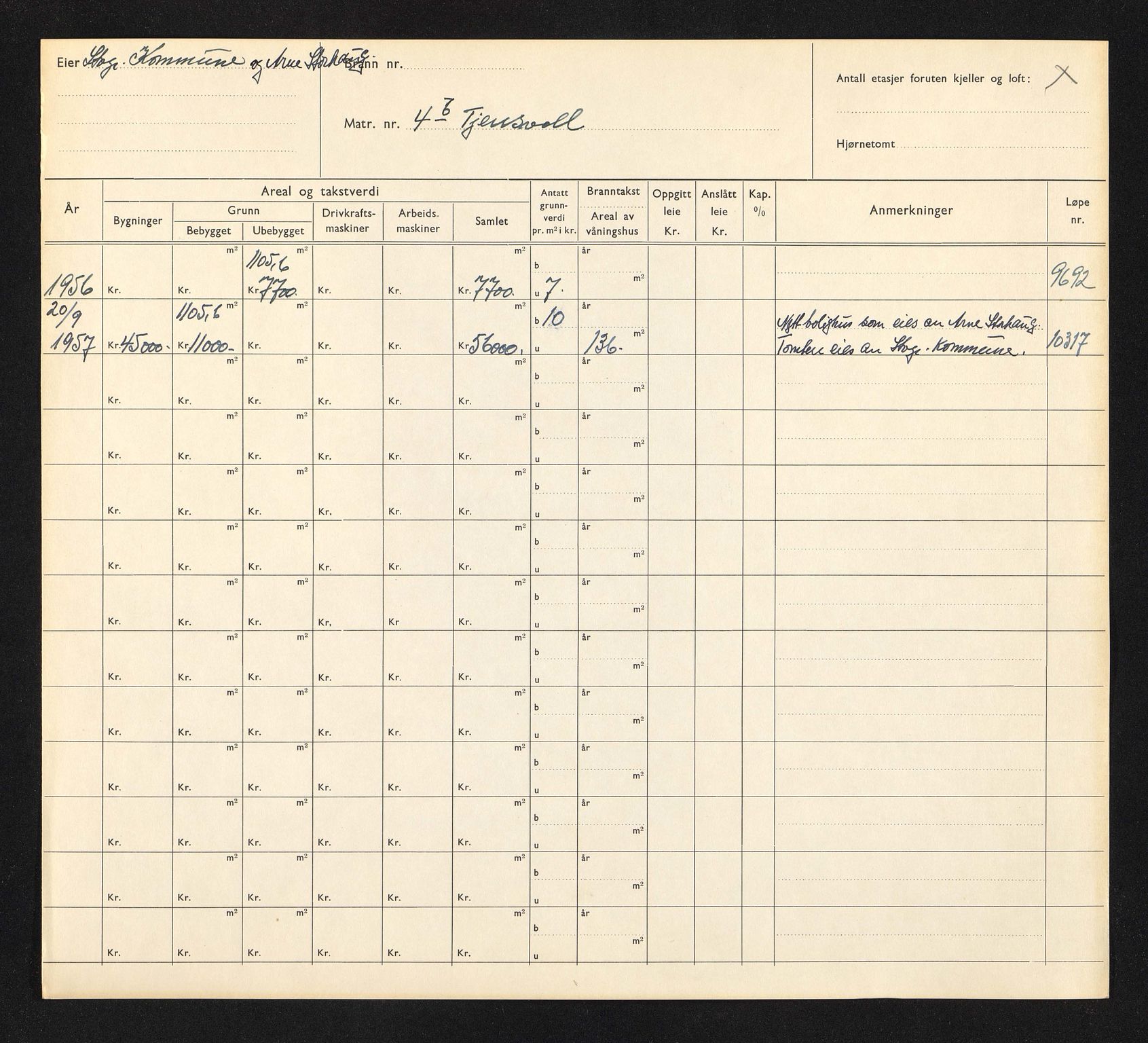 Stavanger kommune. Skattetakstvesenet, BYST/A-0440/F/Fa/Faa/L0042/0007: Skattetakstkort / Tjensvoll 4 - Tjensvoll, Nedre - Tjensvollveien 80