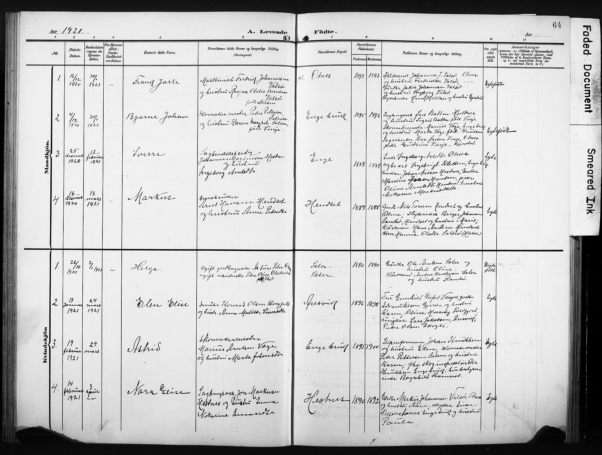 Ministerialprotokoller, klokkerbøker og fødselsregistre - Møre og Romsdal, AV/SAT-A-1454/580/L0927: Klokkerbok nr. 580C02, 1904-1932, s. 64