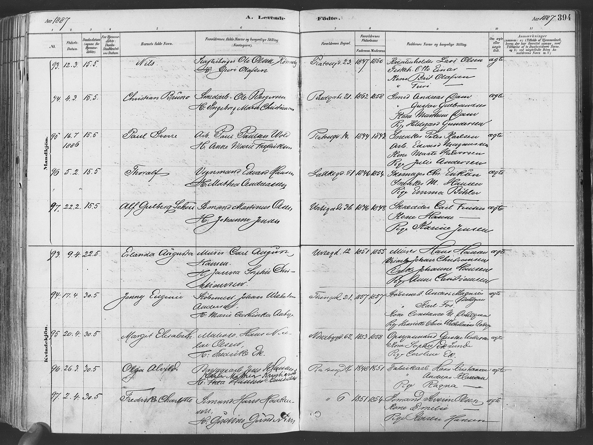 Grønland prestekontor Kirkebøker, SAO/A-10848/F/Fa/L0007: Ministerialbok nr. 7, 1878-1888, s. 394