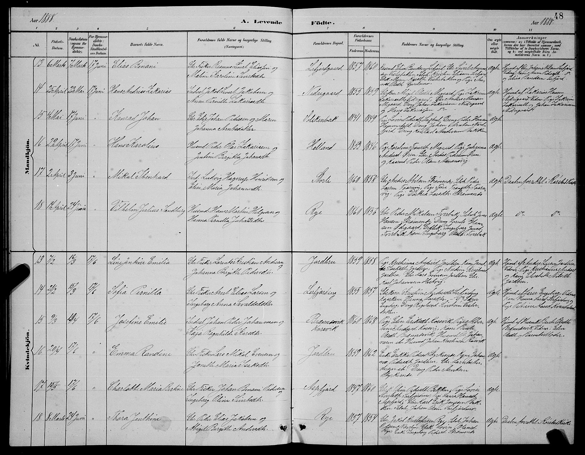 Ministerialprotokoller, klokkerbøker og fødselsregistre - Nordland, SAT/A-1459/854/L0785: Klokkerbok nr. 854C01, 1883-1891, s. 48