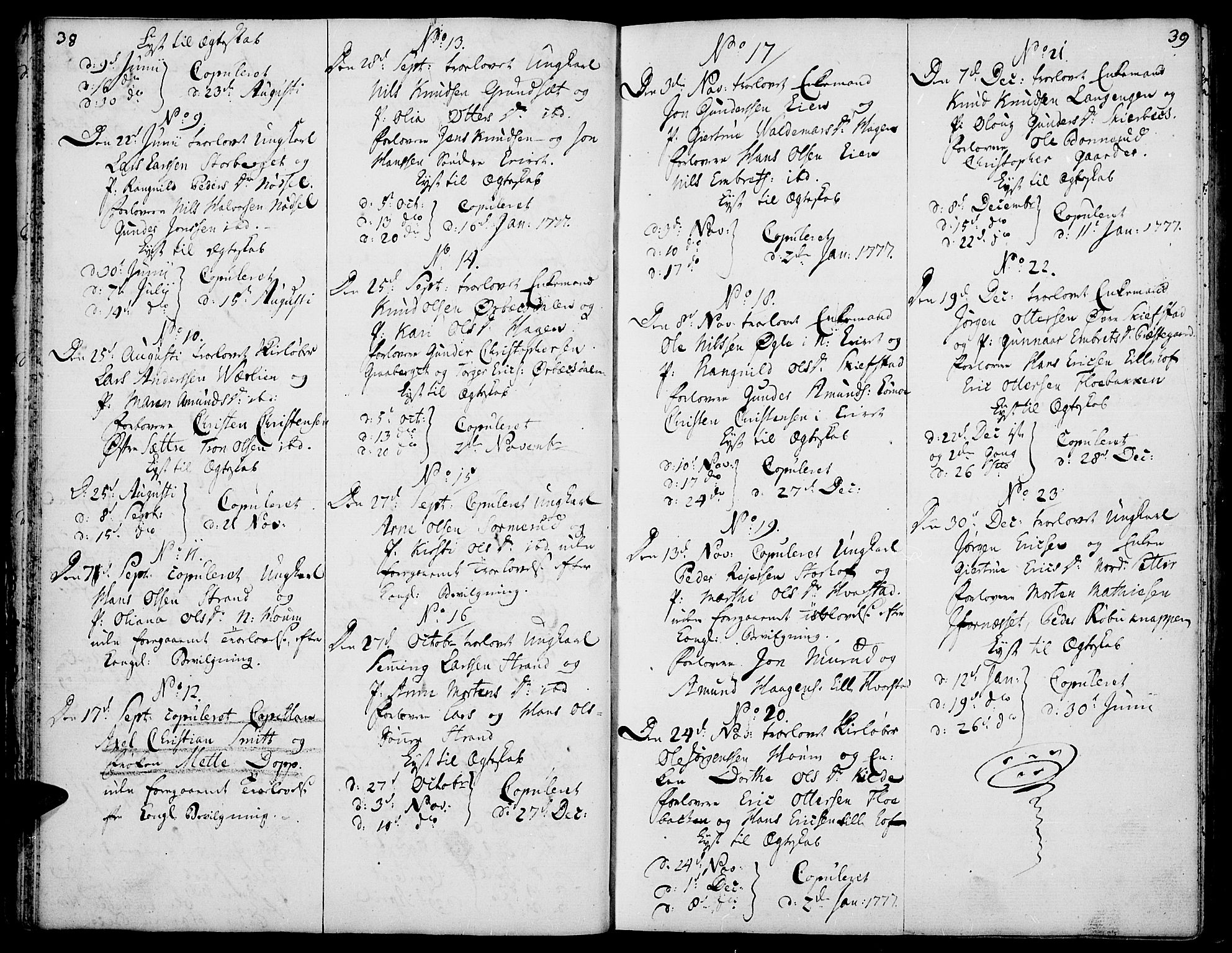 Elverum prestekontor, AV/SAH-PREST-044/H/Ha/Haa/L0003: Ministerialbok nr. 3, 1757-1776, s. 38-39