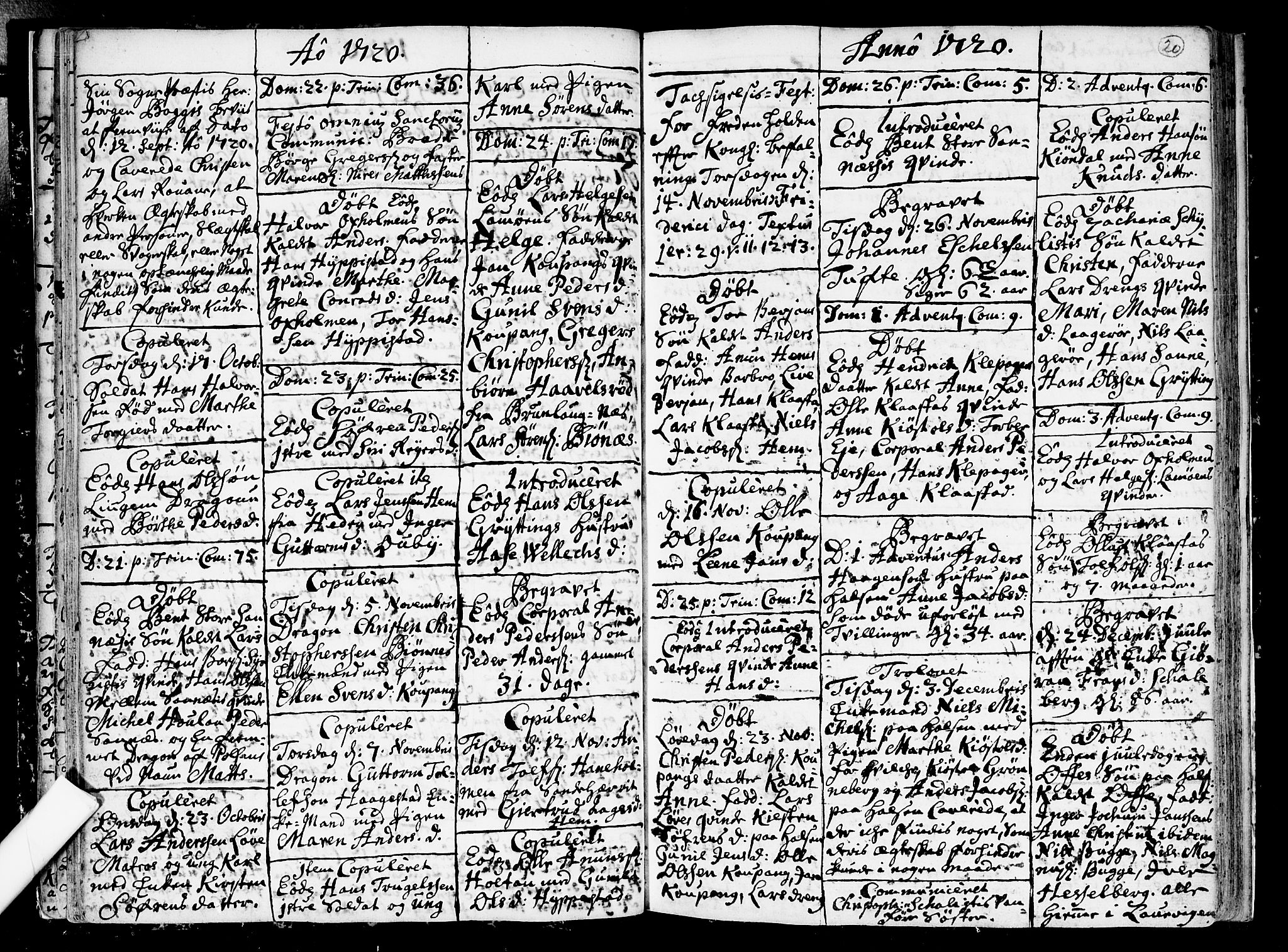 Tjølling kirkebøker, AV/SAKO-A-60/F/Fa/L0002: Ministerialbok nr. 2, 1716-1734, s. 20