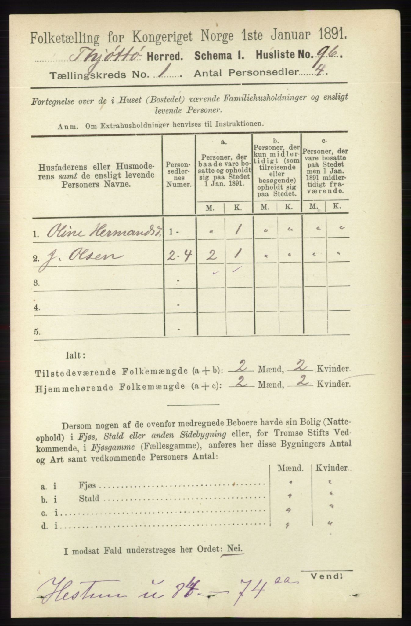 RA, Folketelling 1891 for 1817 Tjøtta herred, 1891, s. 118