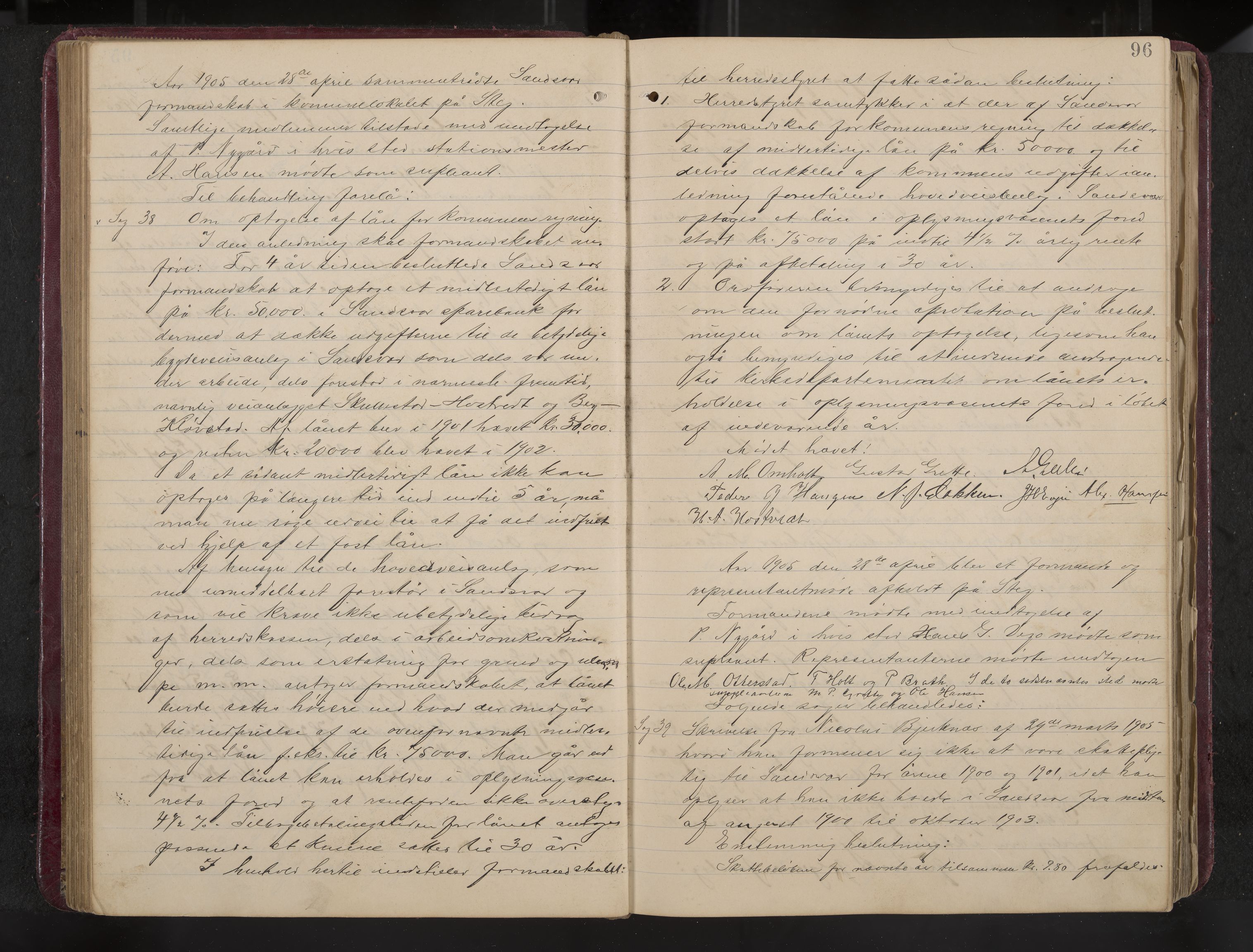 Ytre Sandsvær formannskap og sentraladministrasjon, IKAK/0629021/A/Aa/L0001: Møtebok med register, 1902-1919, s. 96