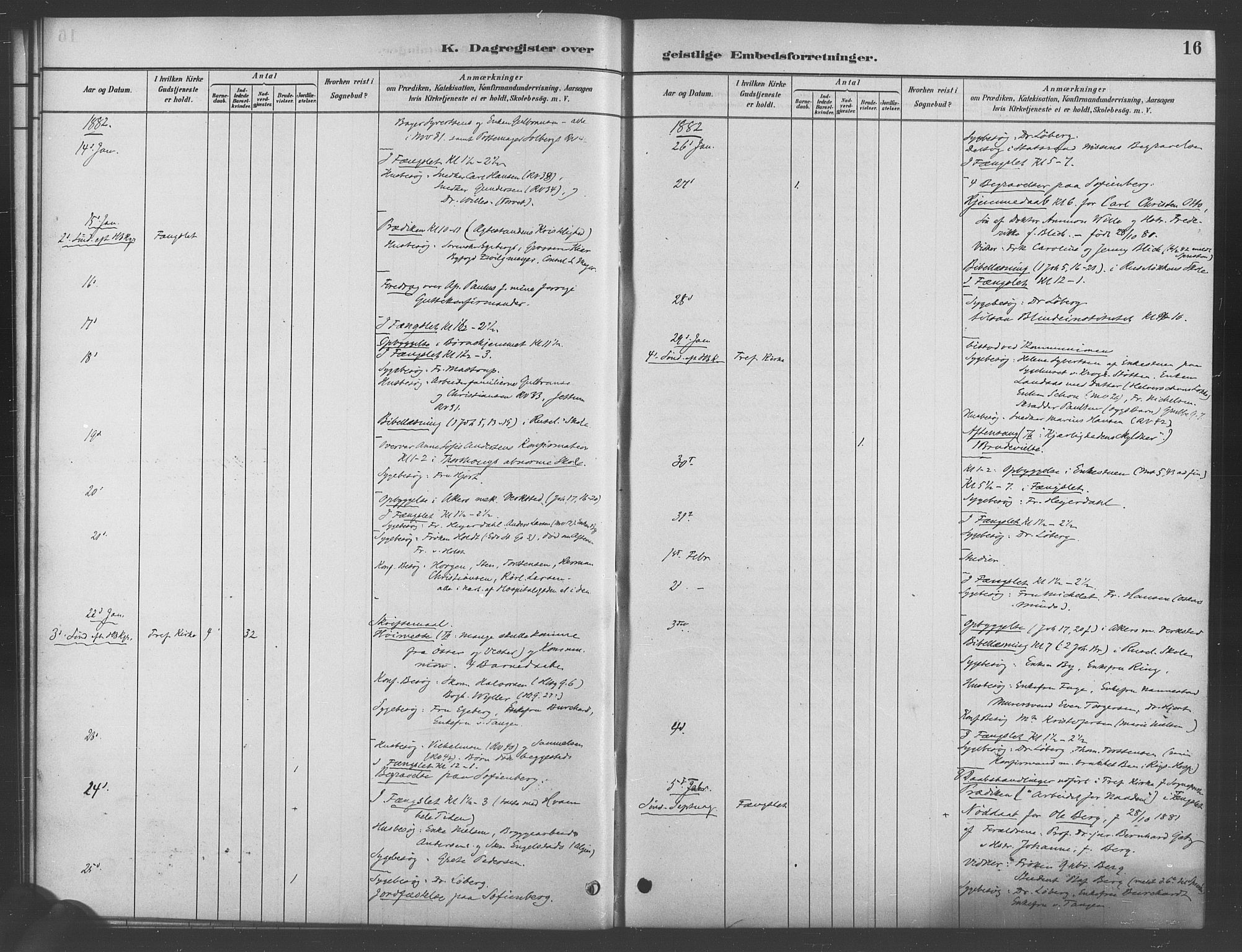 Trefoldighet prestekontor Kirkebøker, AV/SAO-A-10882/I/Ia/L0003: Dagsregister nr. 3, 1881-1901, s. 16