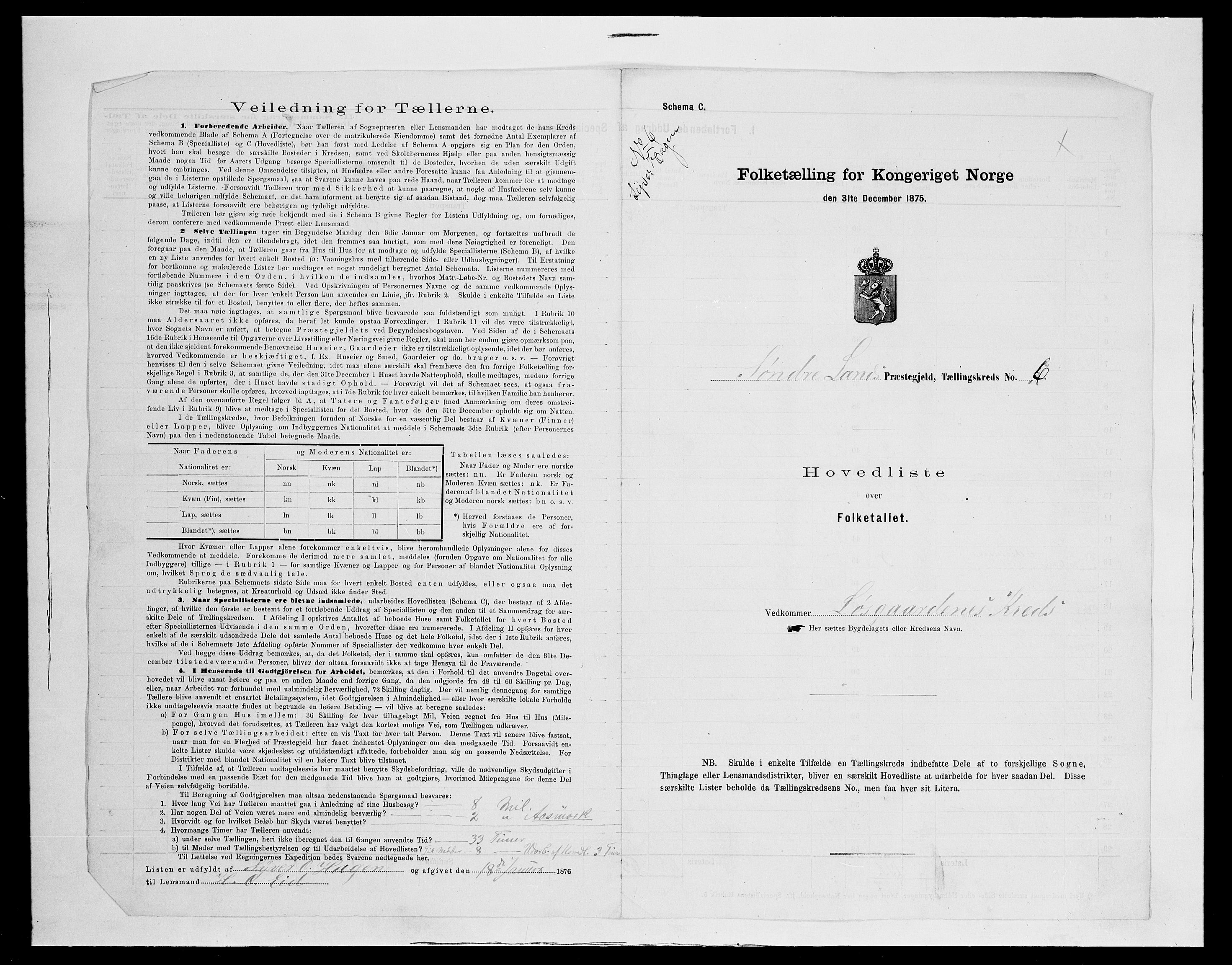 SAH, Folketelling 1875 for 0536P Søndre Land prestegjeld, 1875, s. 35