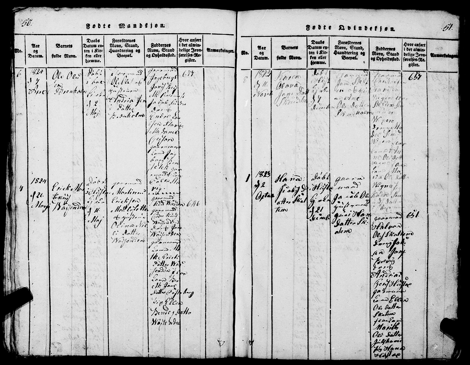 Ministerialprotokoller, klokkerbøker og fødselsregistre - Møre og Romsdal, AV/SAT-A-1454/567/L0781: Klokkerbok nr. 567C01, 1818-1845, s. 50-51