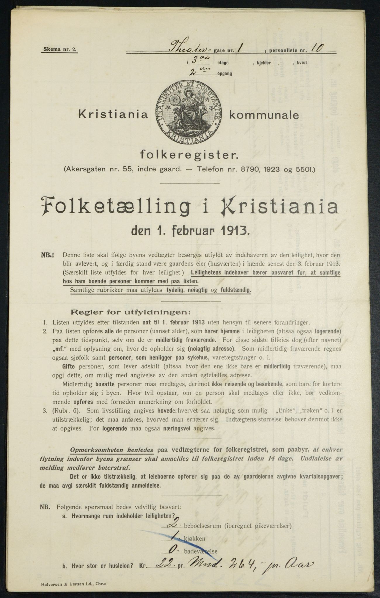 OBA, Kommunal folketelling 1.2.1913 for Kristiania, 1913, s. 107087