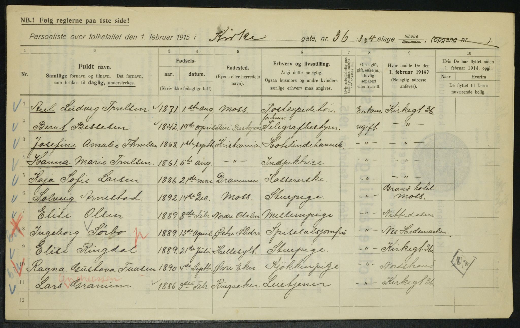 OBA, Kommunal folketelling 1.2.1915 for Kristiania, 1915, s. 49519