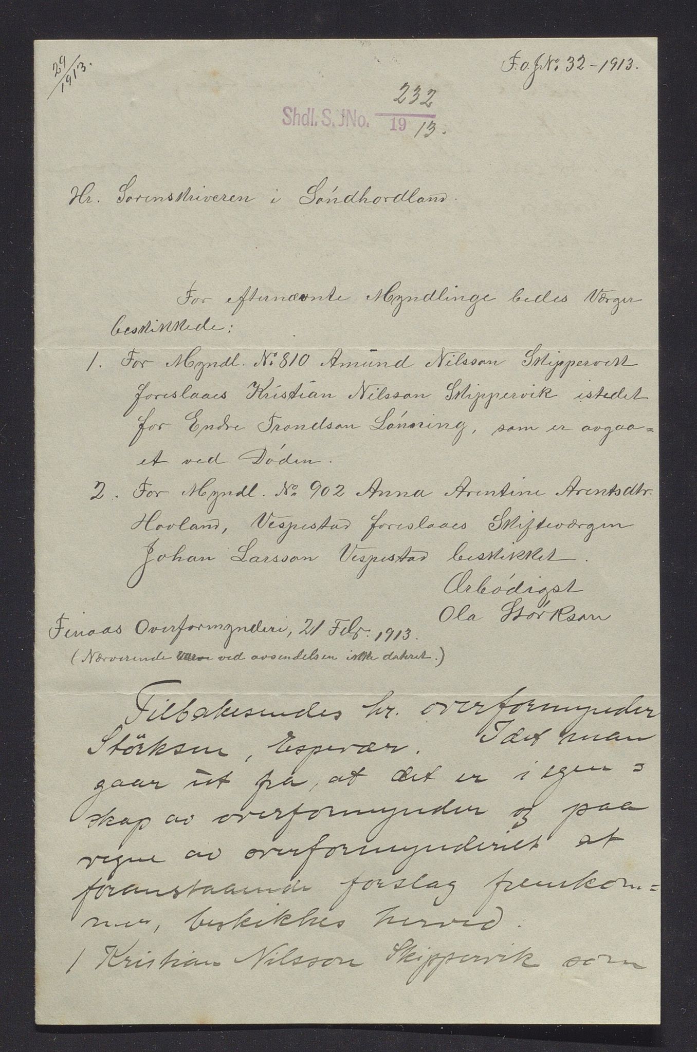 Finnaas kommune. Overformynderiet, IKAH/1218a-812/R/Ra/Raa/L0008/0006: Årlege rekneskap m/vedlegg / Årlege rekneskap m/vedlegg, 1912