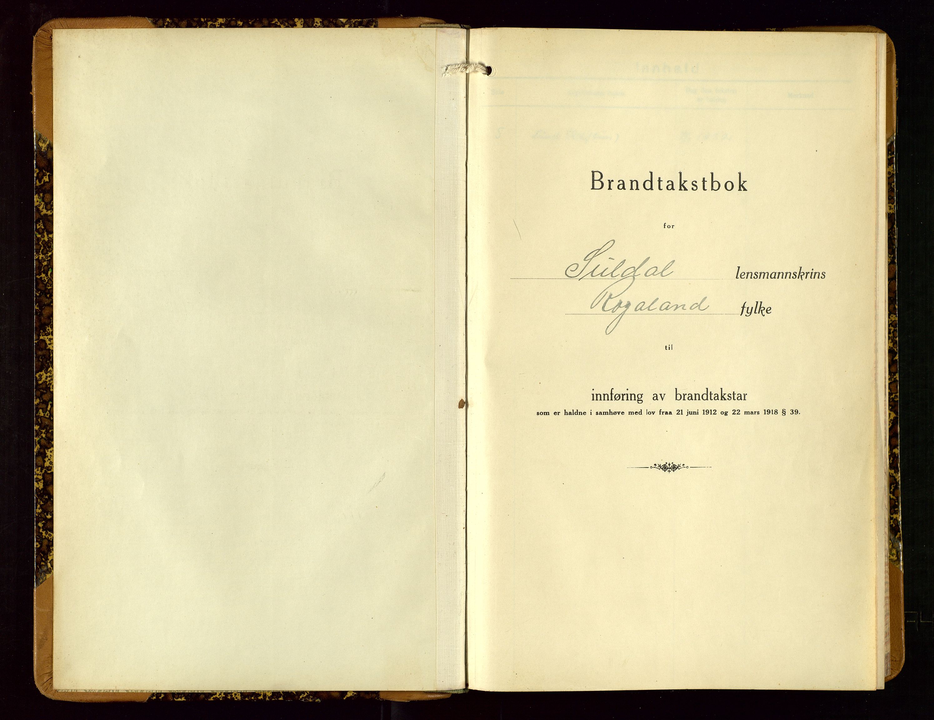 Suldal lensmannskontor, AV/SAST-A-100419/Gob/L0003: Branntakstprotokoll, 1924-1955