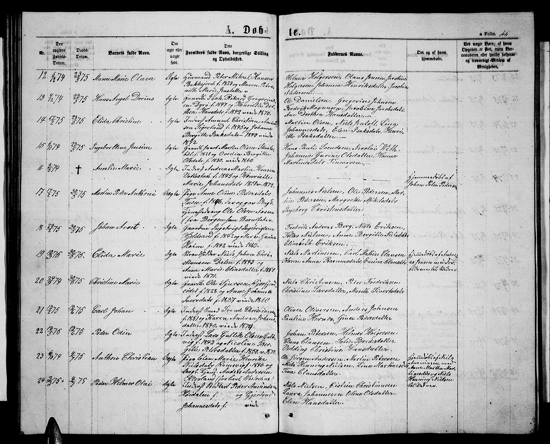 Ministerialprotokoller, klokkerbøker og fødselsregistre - Nordland, AV/SAT-A-1459/893/L1348: Klokkerbok nr. 893C03, 1867-1877, s. 44