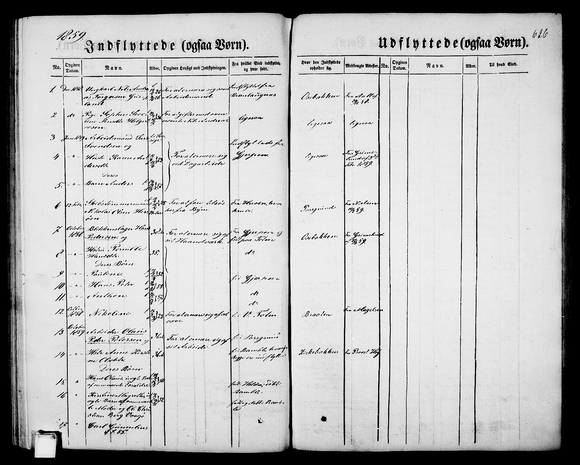 Porsgrunn kirkebøker , AV/SAKO-A-104/G/Gb/L0004: Klokkerbok nr. II 4, 1853-1882, s. 626