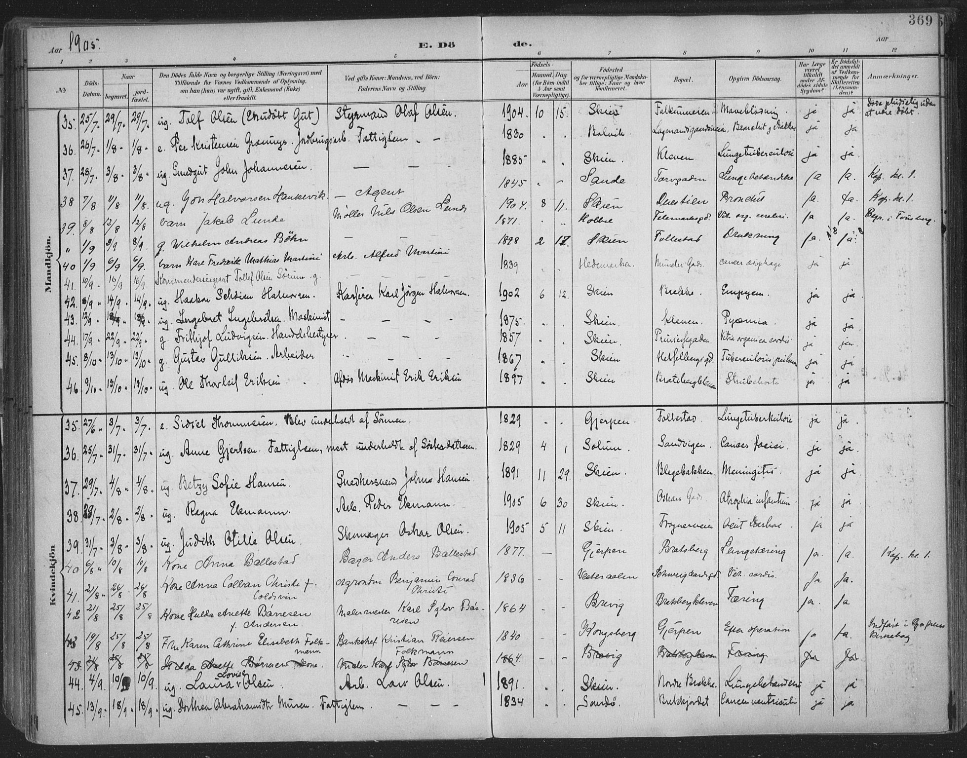 Skien kirkebøker, AV/SAKO-A-302/F/Fa/L0011: Ministerialbok nr. 11, 1900-1907, s. 369