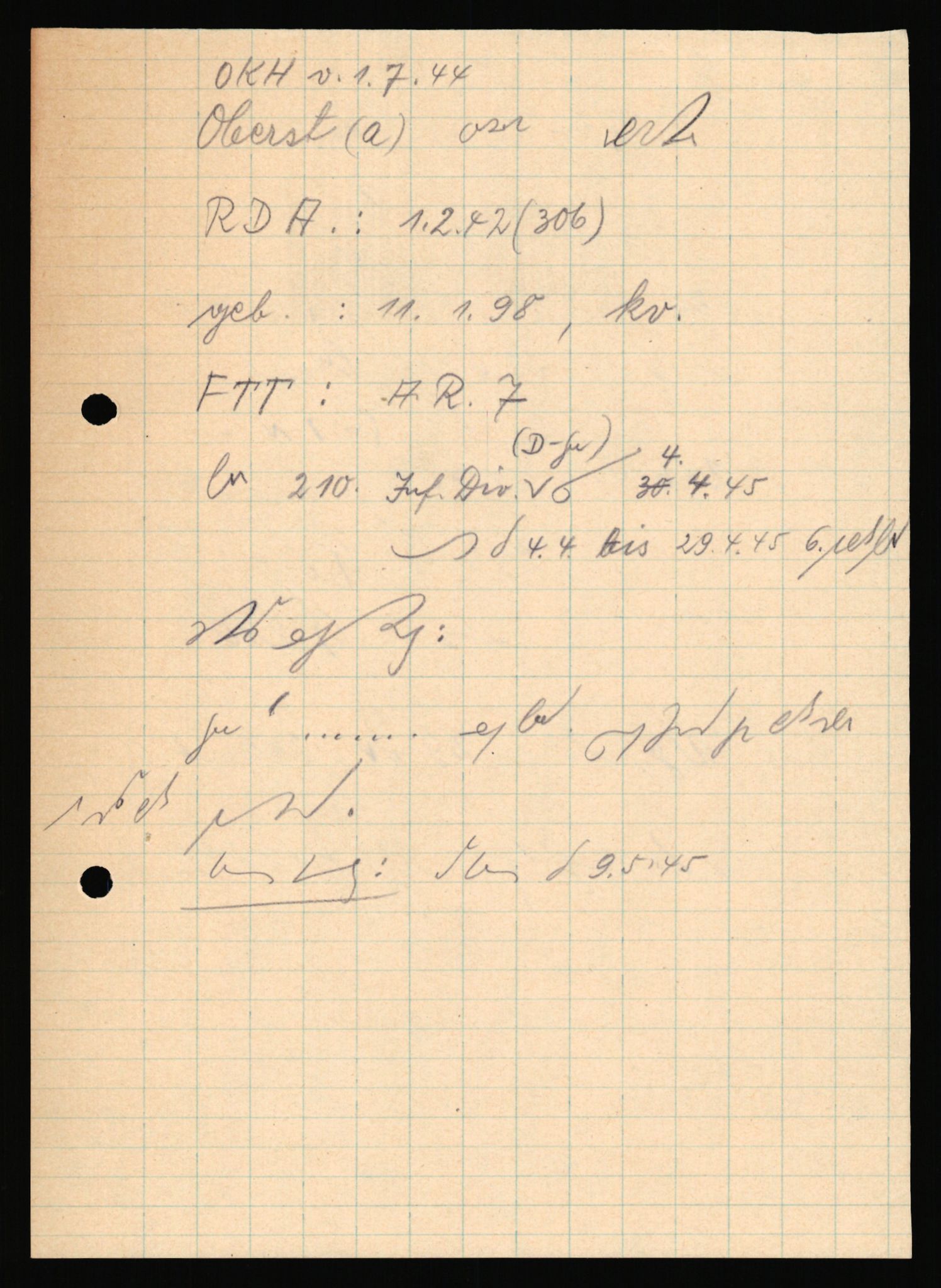 Forsvarets Overkommando. 2 kontor. Arkiv 11.4. Spredte tyske arkivsaker, AV/RA-RAFA-7031/D/Dar/Dara/L0019: Personalbøker og diverse, 1940-1945, s. 112