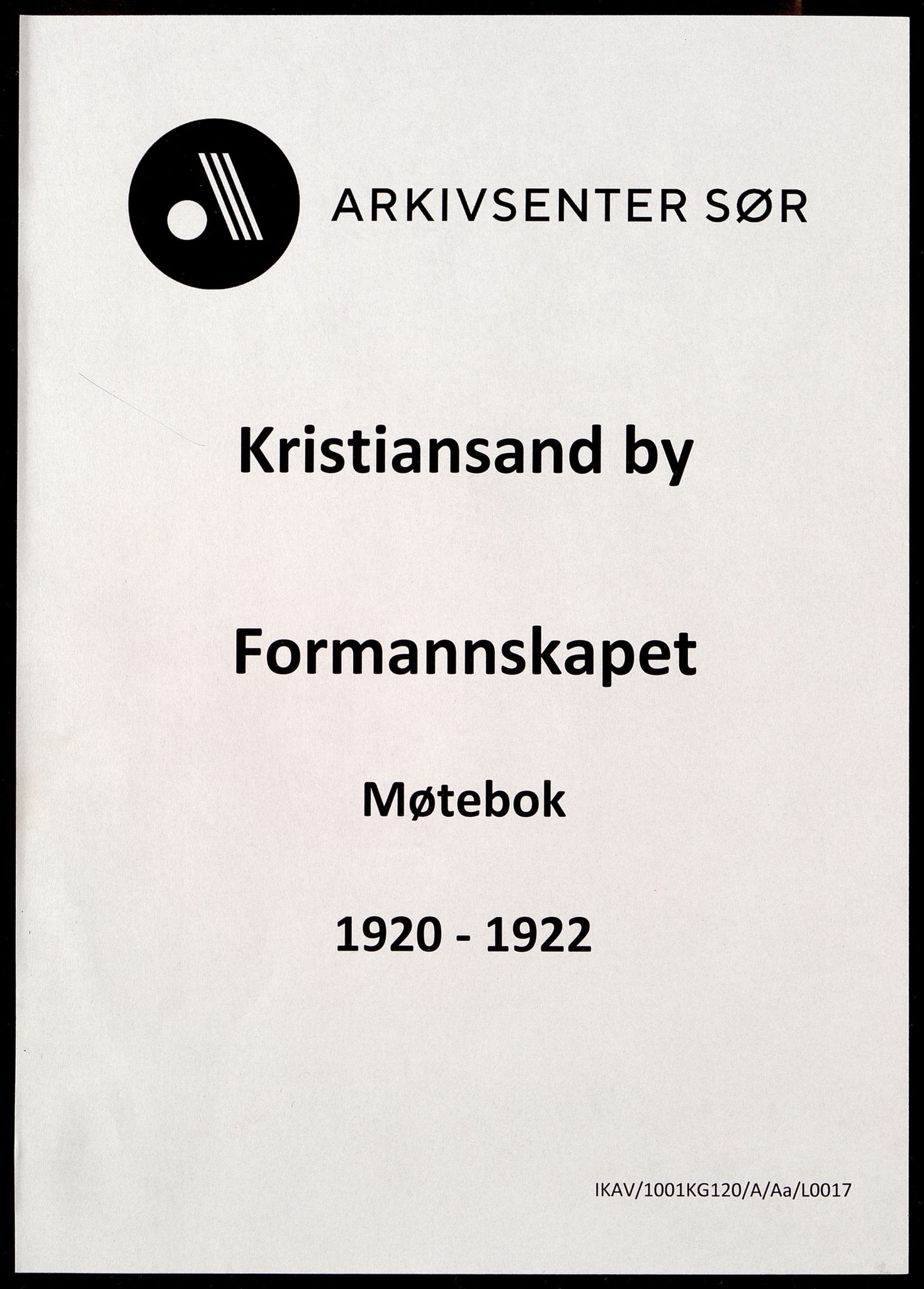 Kristiansand By - Formannskapet, ARKSOR/1001KG120/A/Aa/L0017: Møtebok (d), 1920-1922