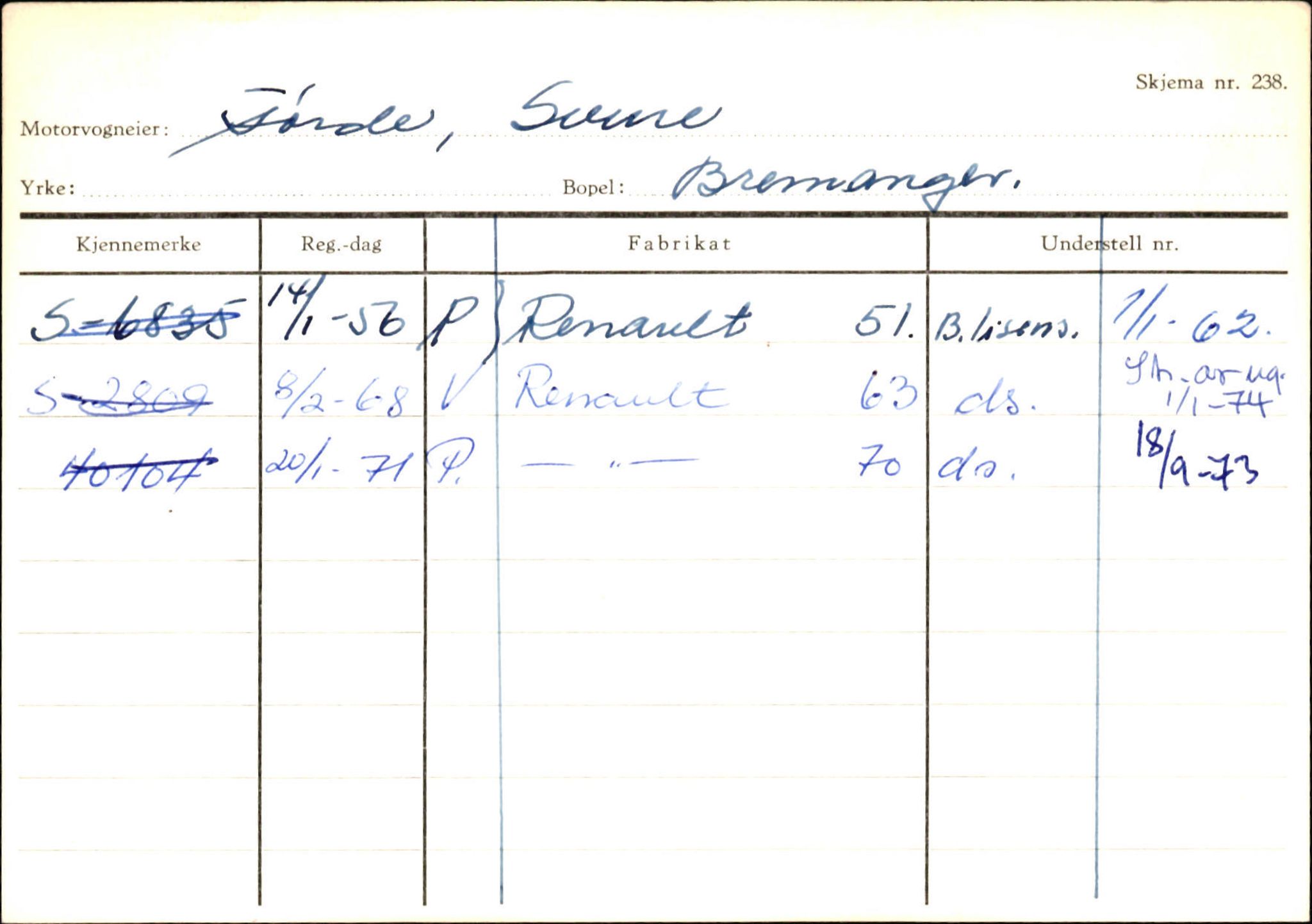 Statens vegvesen, Sogn og Fjordane vegkontor, AV/SAB-A-5301/4/F/L0133: Eigarregister Bremanger A-Å. Gaular A-H, 1945-1975, s. 523