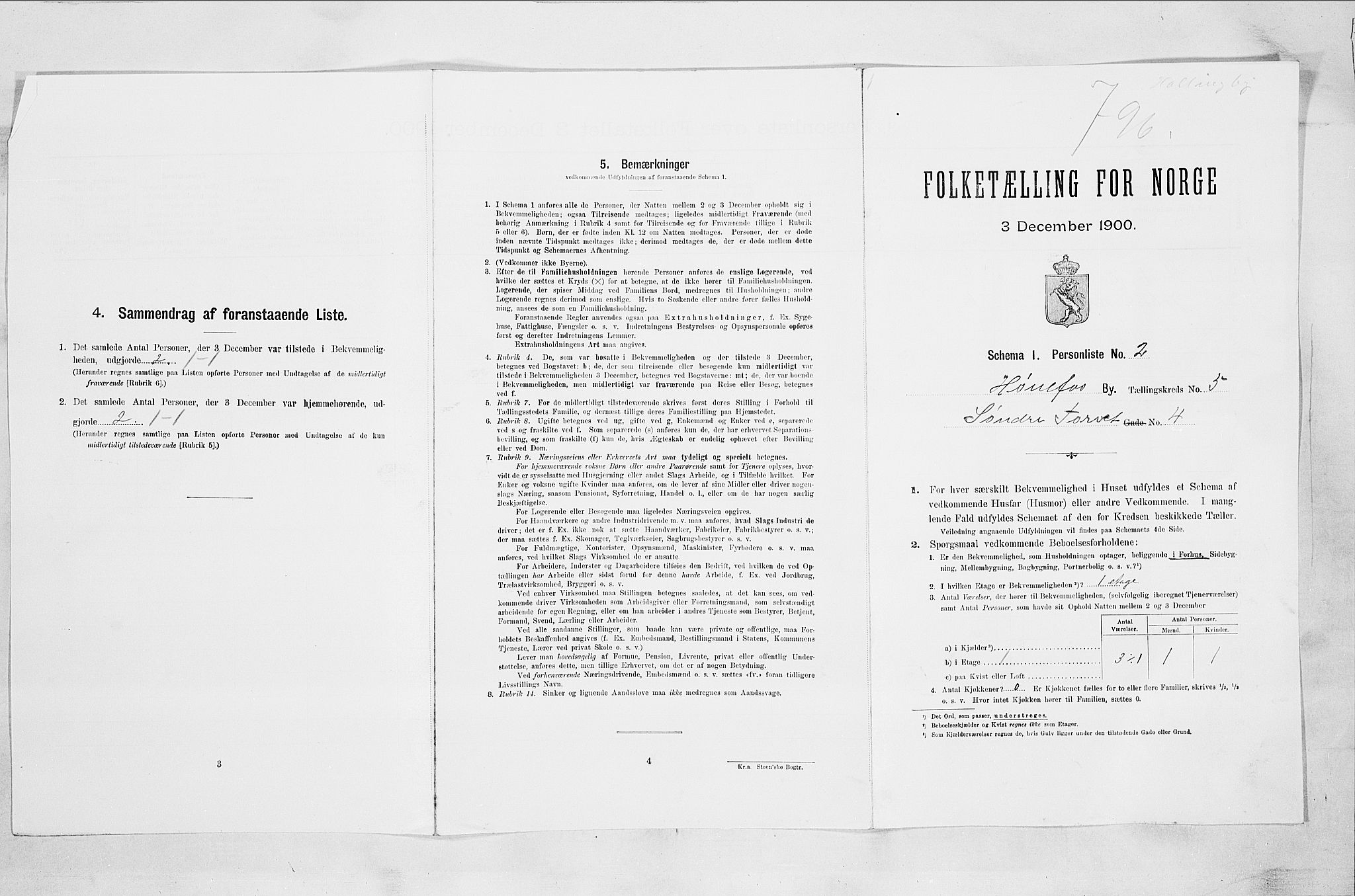 RA, Folketelling 1900 for 0601 Hønefoss kjøpstad, 1900, s. 455